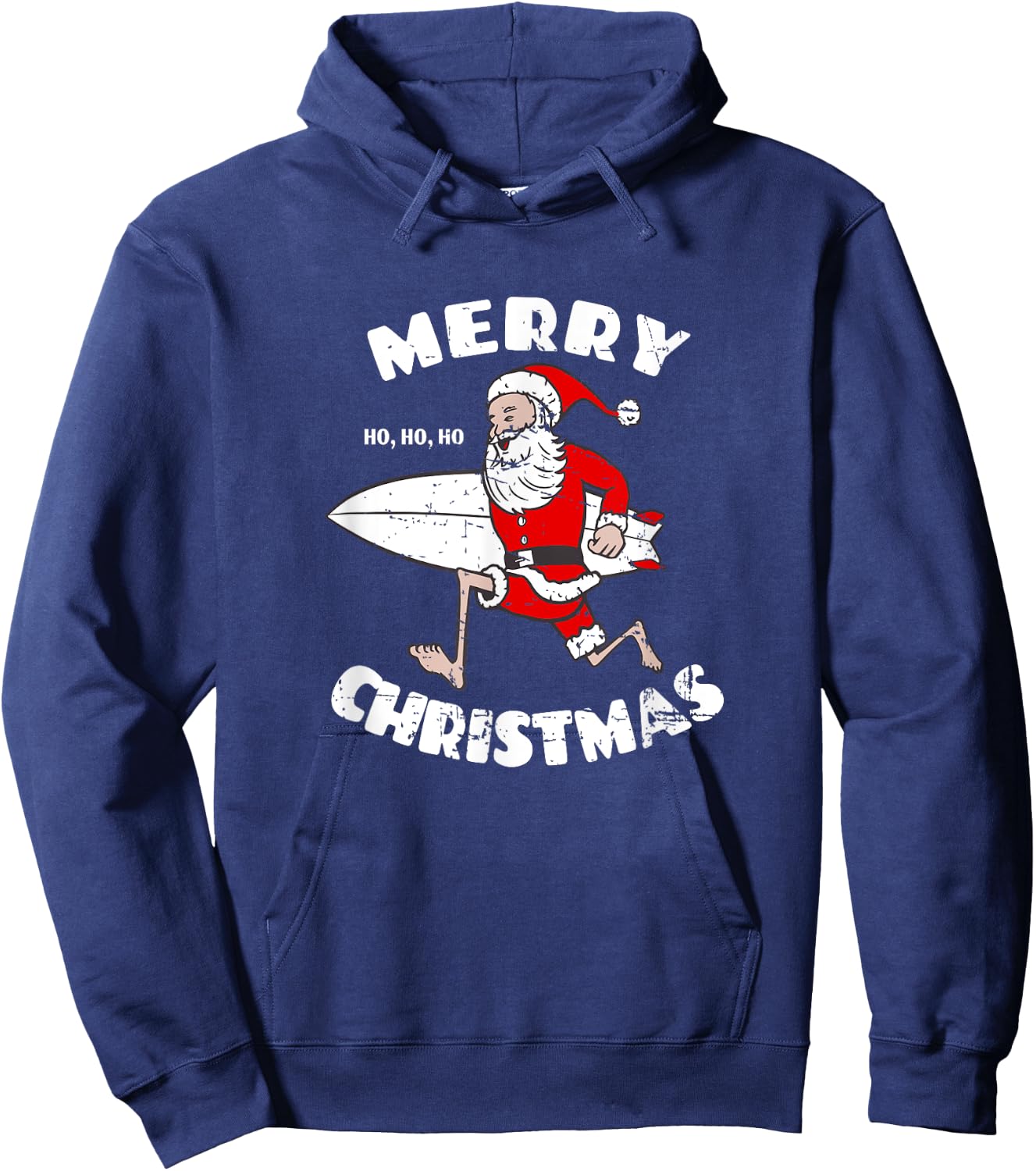 Merry Christmas Surfing Santa - Surfboarder Surf Lover Hoodie - Hoodie | Navy