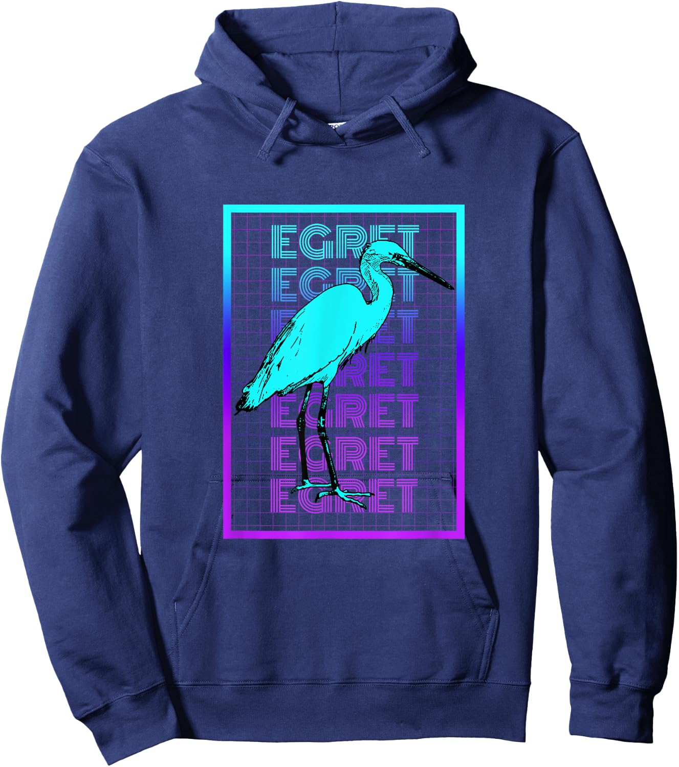 Egret Bird Vintage Retro Egret Hoodie - Hoodie | Navy