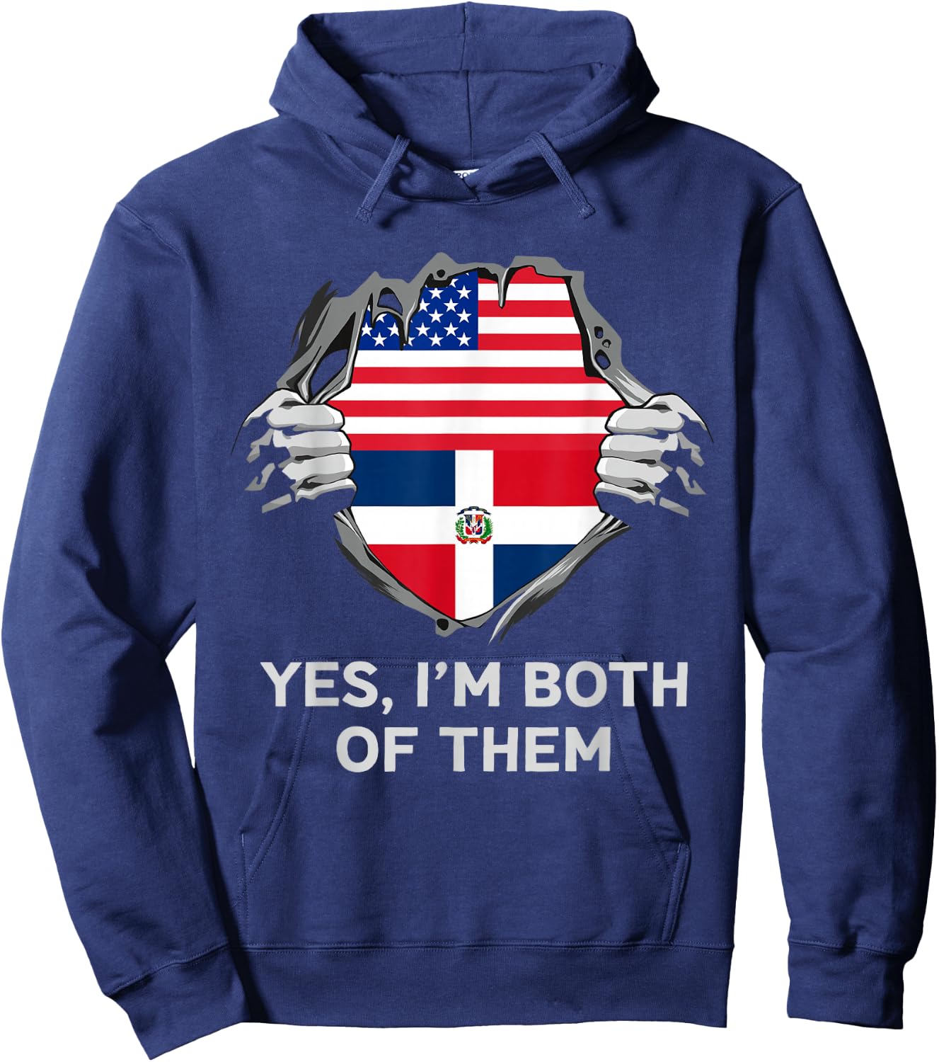 Half American Half Dominican USA Dominican Republic Flag Hoodie - Hoodie | Navy