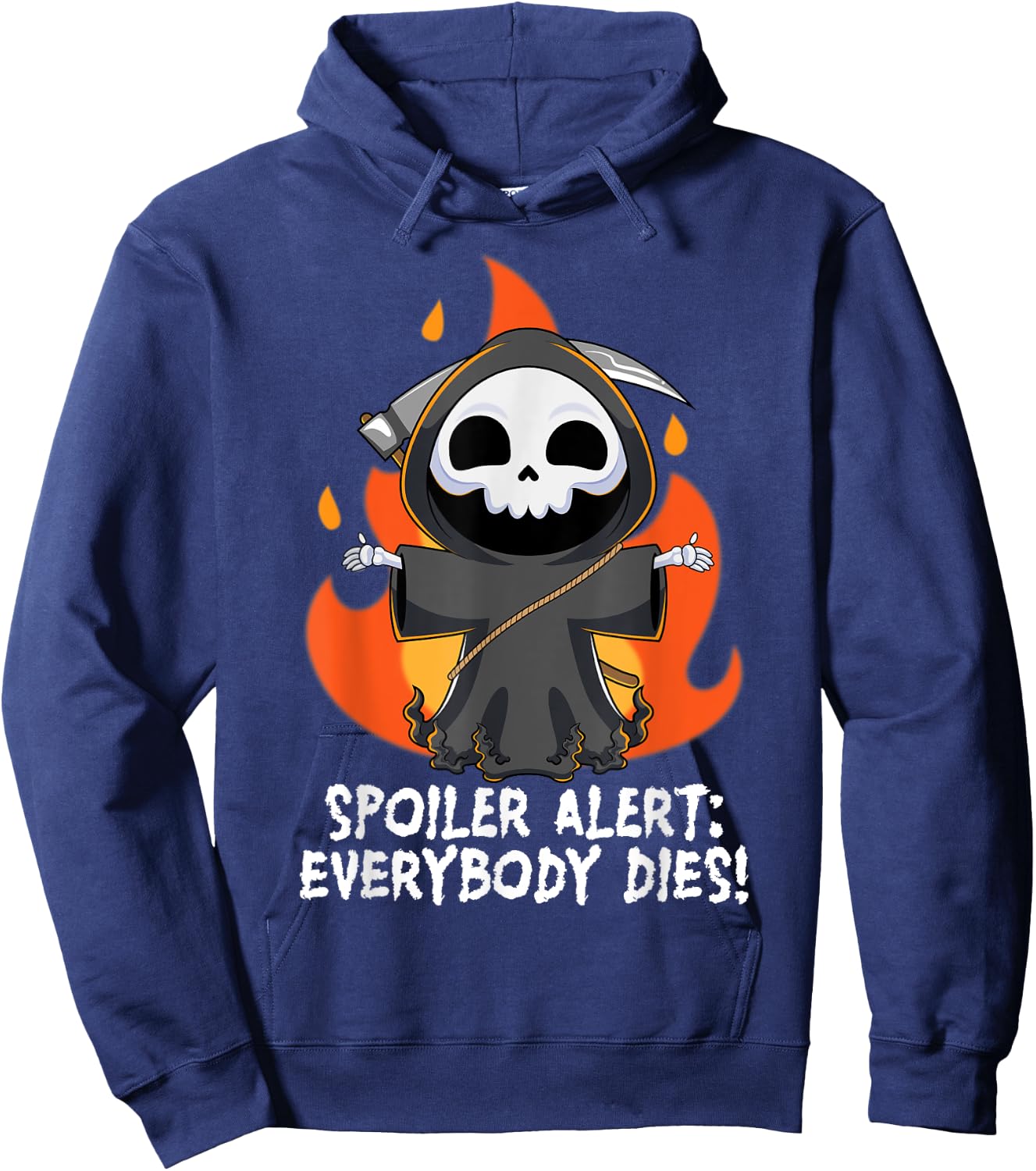 Spoiler Alert Everybody Dies Funny Kawaii Grim Reaper Pun Hoodie - Hoodie | Navy