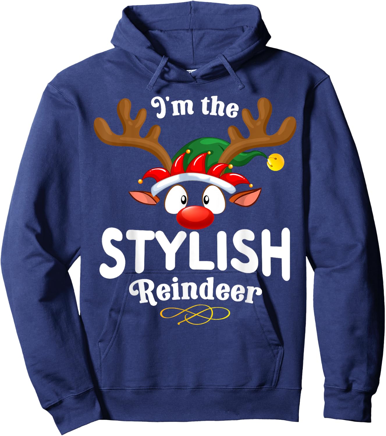 Christmas PJS Stylish XMas Reindeer Matching Hoodie - Hoodie | Navy