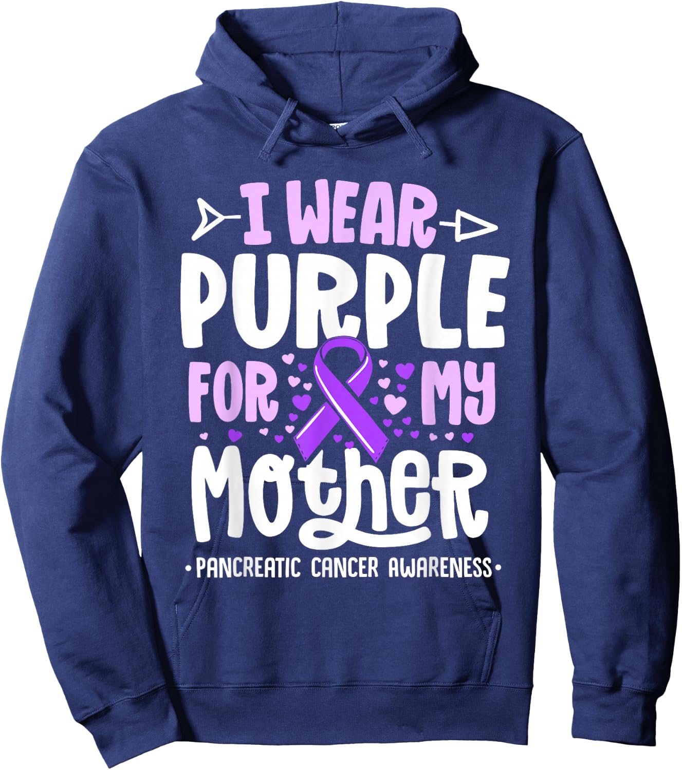 I Wear Purple For My Mother Mom Pancreatic Cancer Awareness Hoodie - Hoodie | Navy