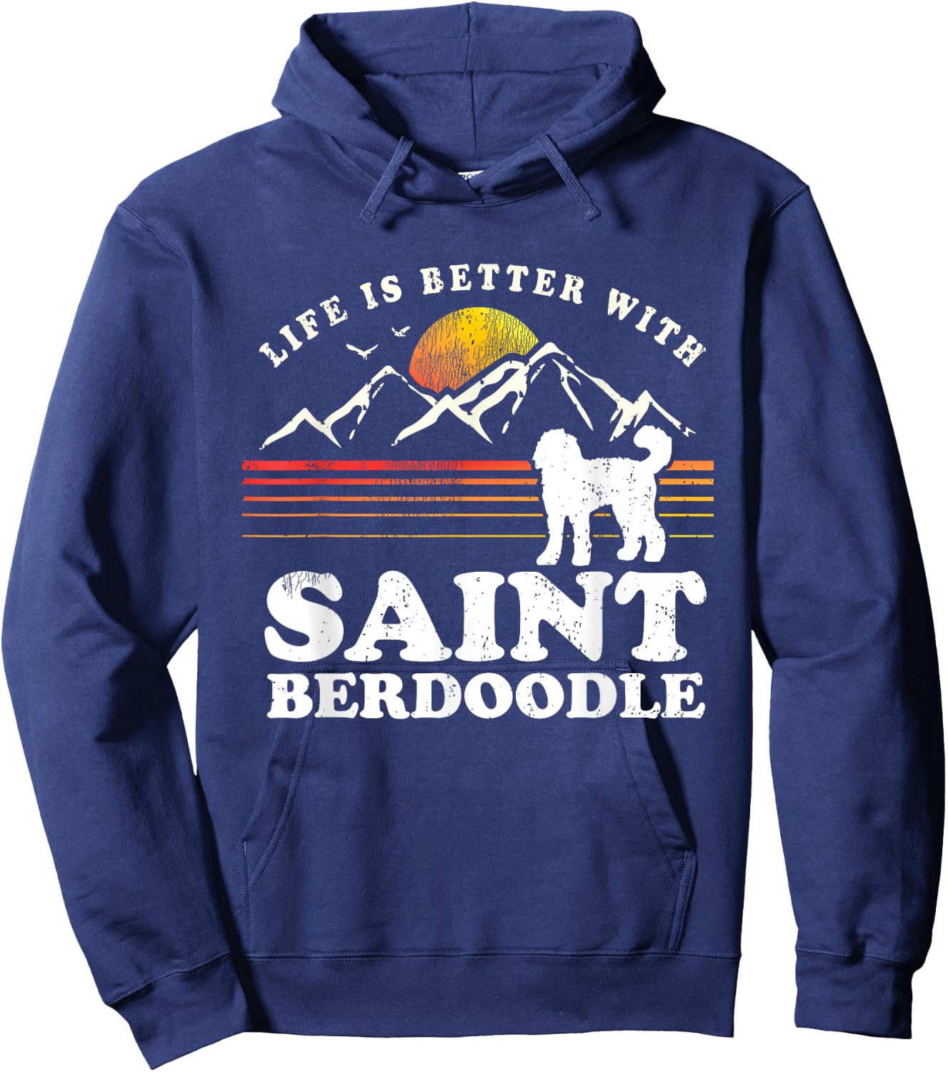 Life Better Saint Berdoodle Vintage Dog Mom Dad Hoodie - Hoodie | Navy