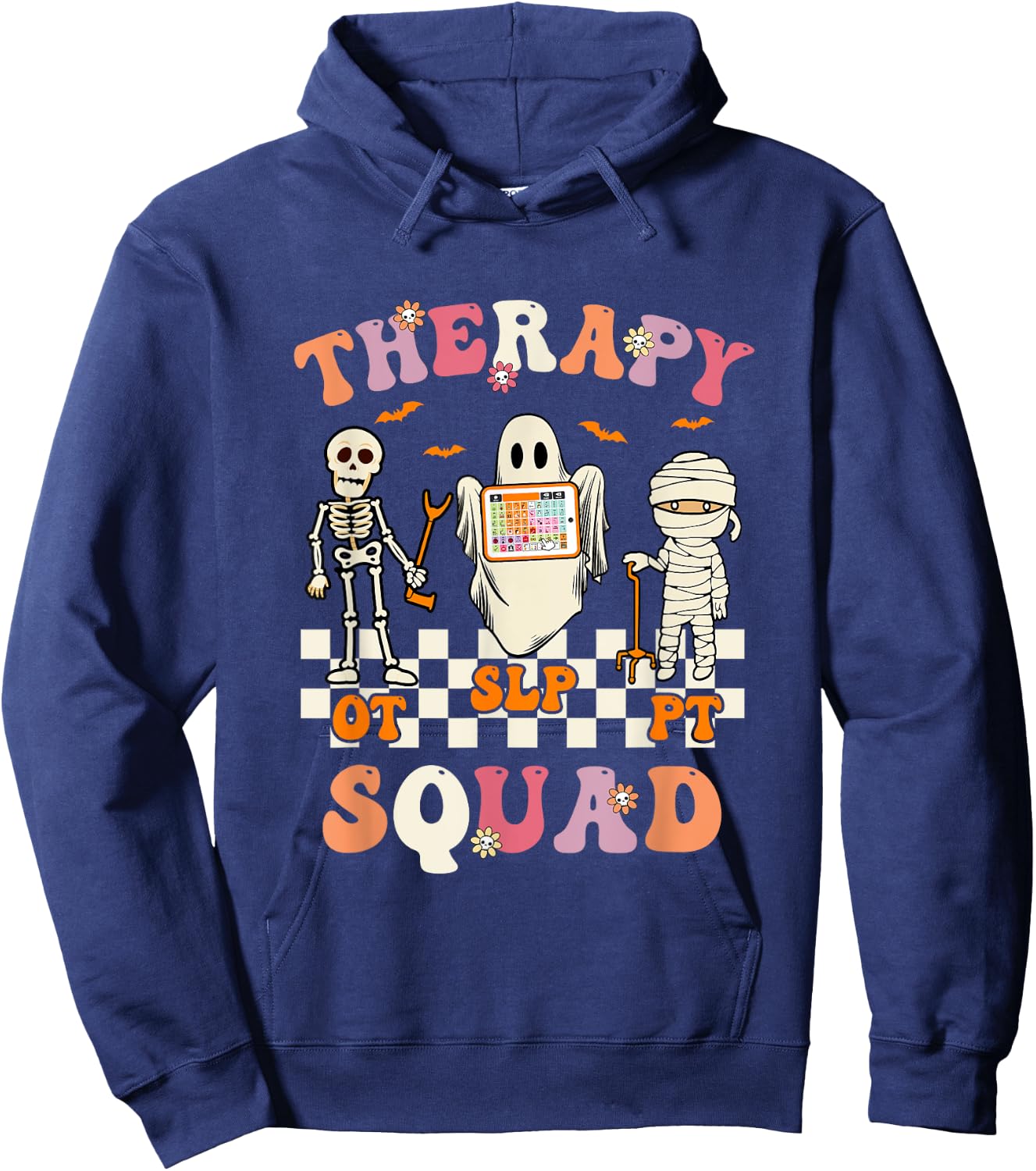 Retro Therapy Squad Slp Ot Pt Team Halloween Speech Physical Hoodie - Hoodie | Navy