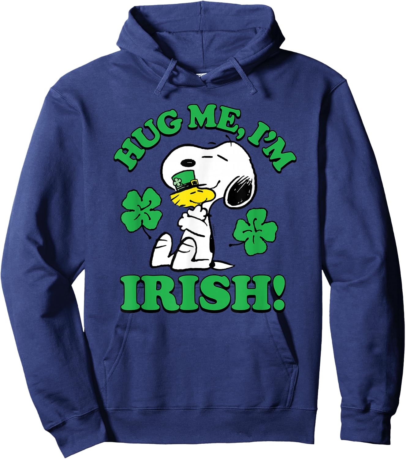 Peanuts - Snoopy Woodstock Hug Me Irish Hoodie - Hoodie | Navy