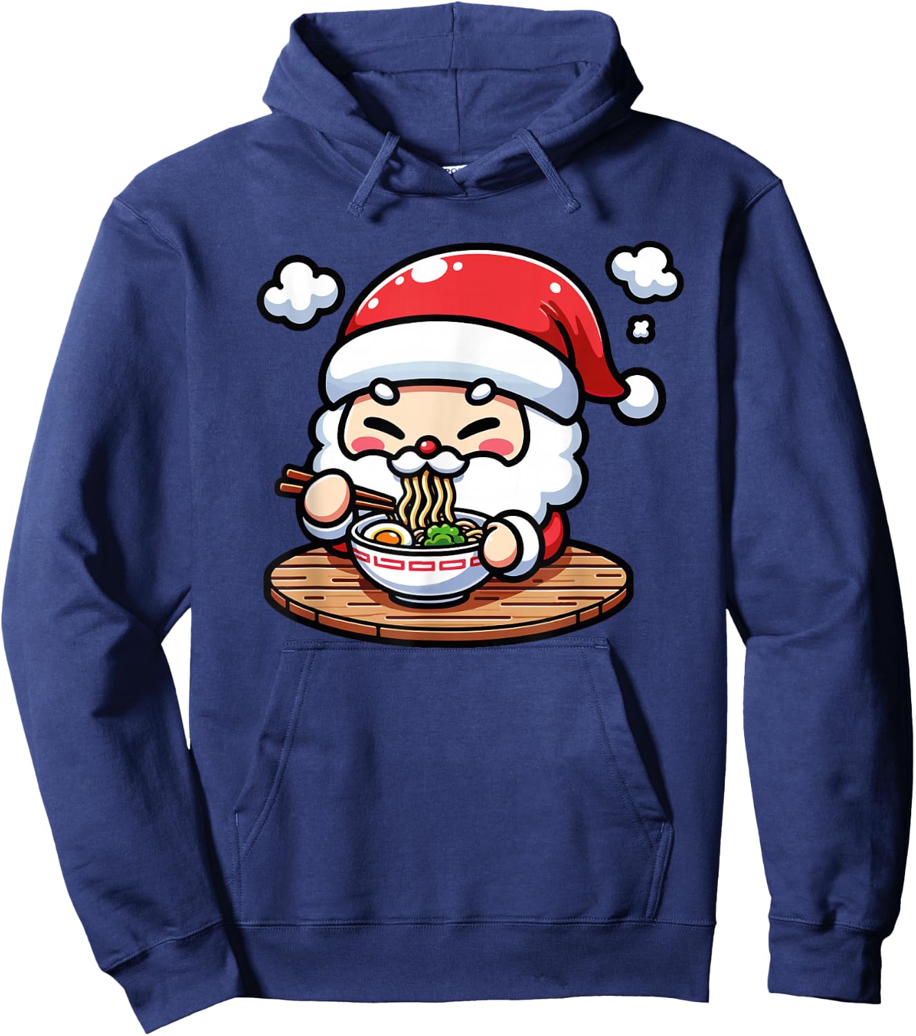 Cute Santa's Christmas Ramen Japanese Xmas Anime Noodles Hoodie - Hoodie | Navy