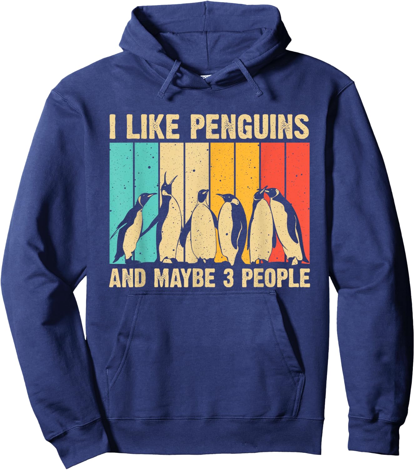 Cute Penguin Design Women Kids Retro Penguin Lover Hoodie - Hoodie | Navy