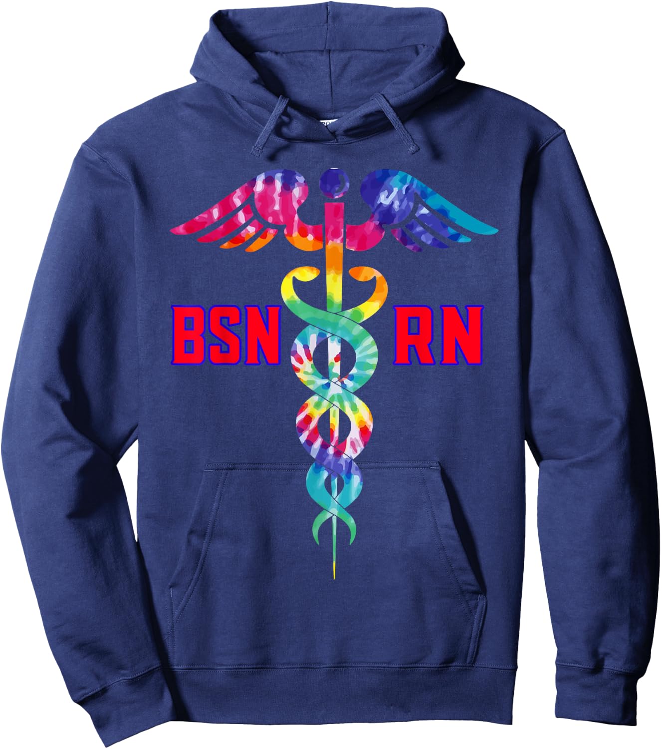 BSN Registered Nurse RN Caduceus Nursing Tie Dye Hoodie - Hoodie | Navy
