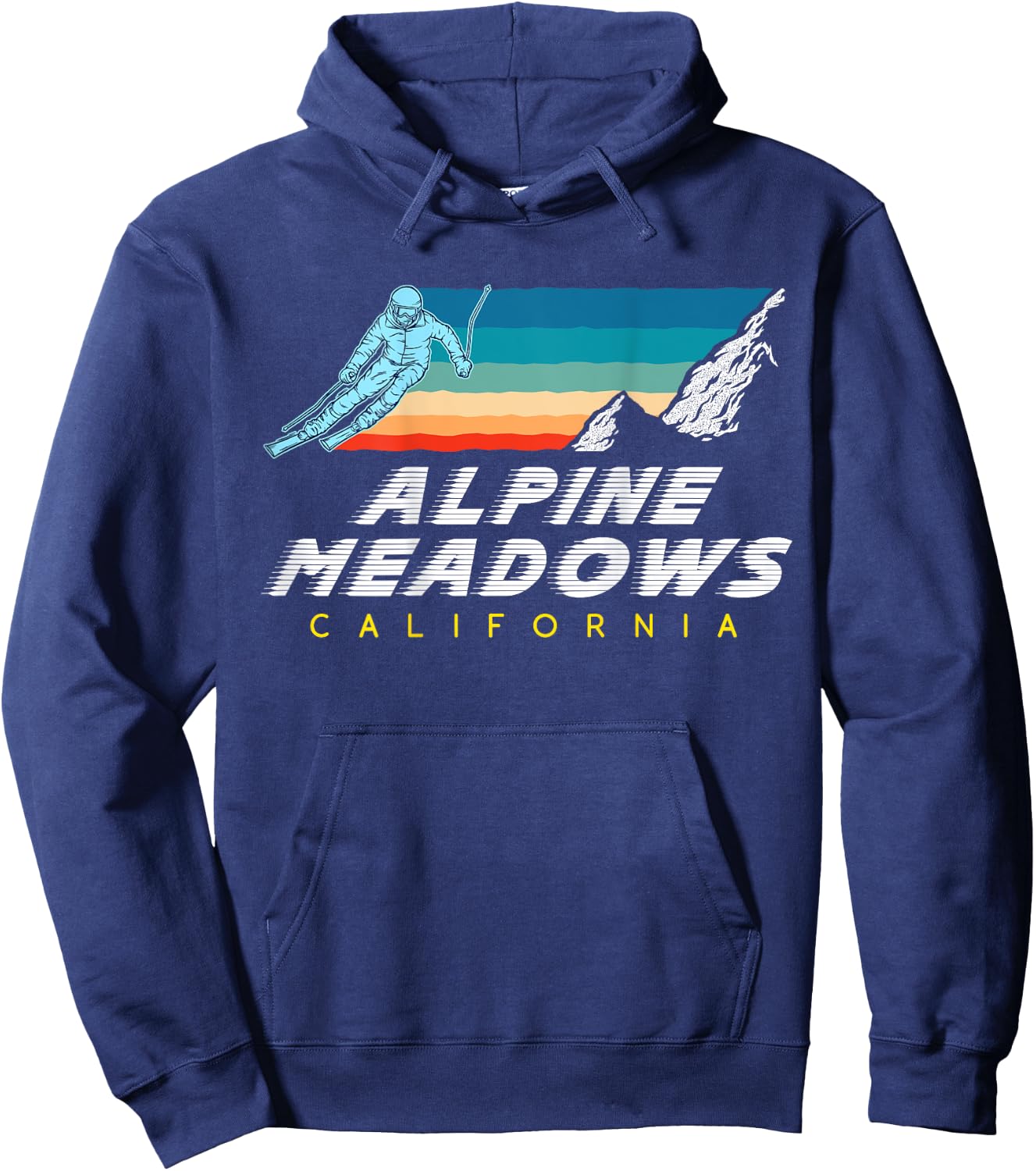 Alpine Meadows, California - USA Ski Resort - BACK PRINT Hoodie - Hoodie | Navy