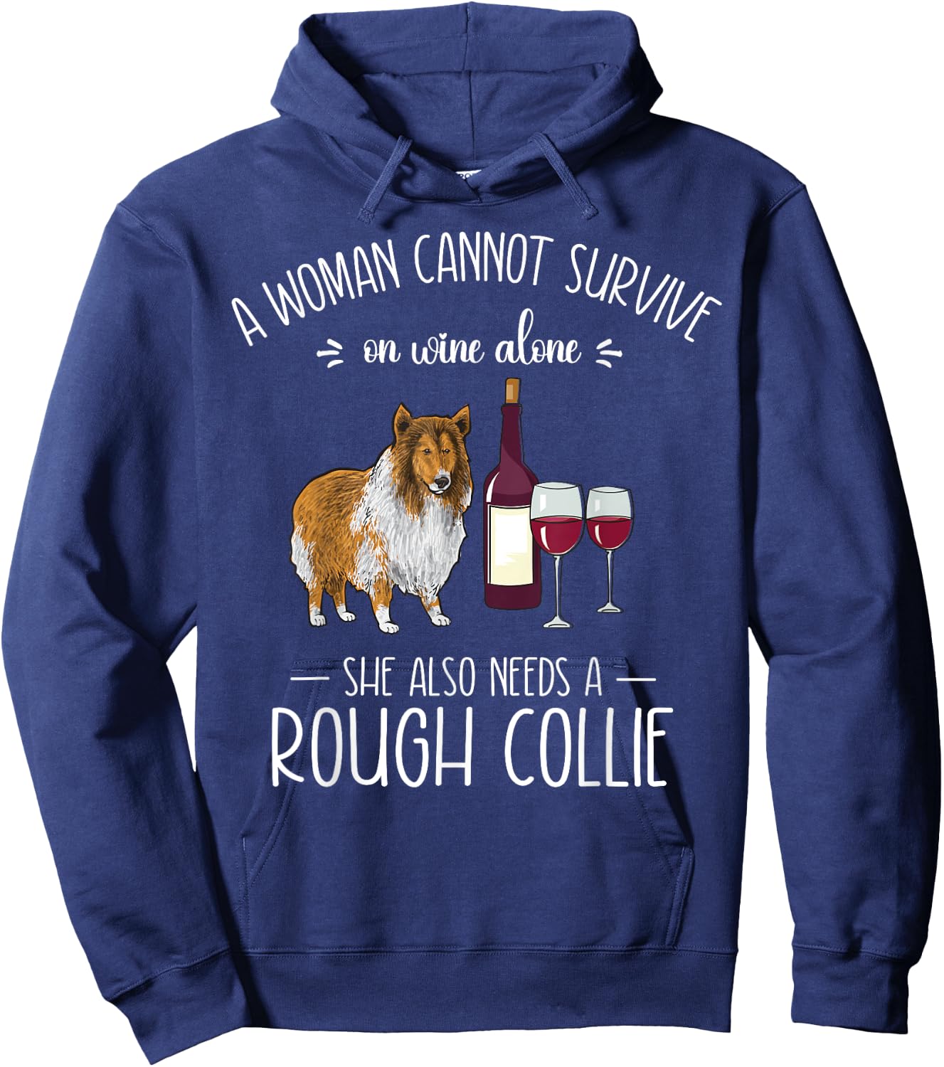 Rough Collie Mom Wine Dog Mom Women Hoodie - Hoodie | Navy