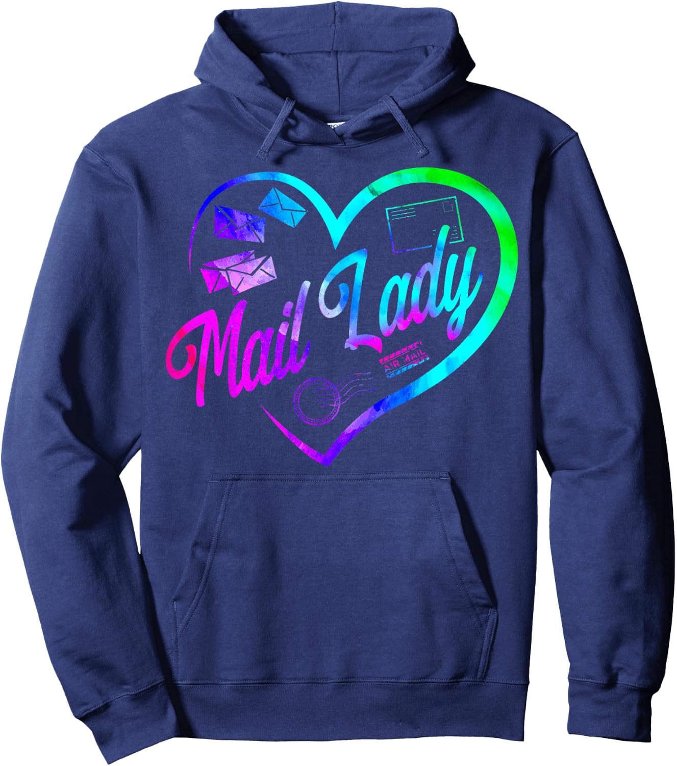Postman Mailman Heart Watercolor Mail Lady Hoodie - Hoodie | Navy