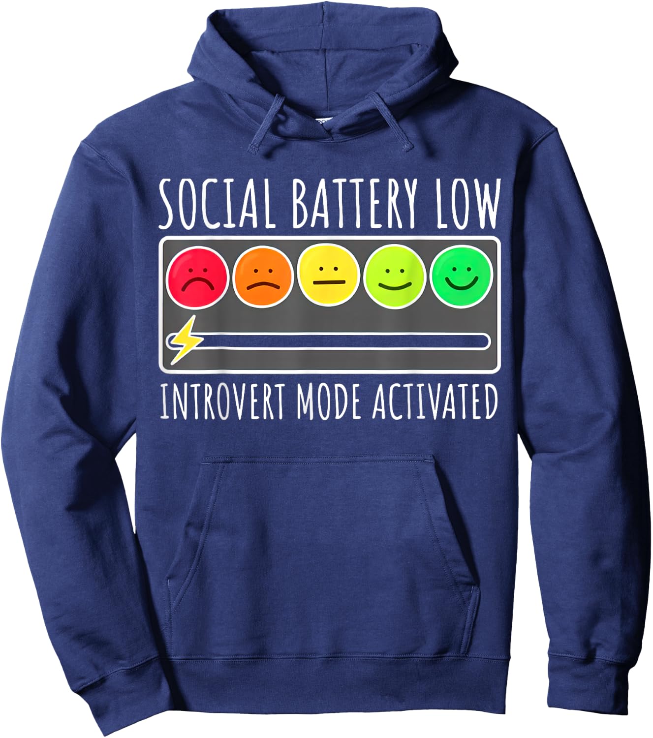 Social Battery Low Introvert Mode Activated Funny Sarcastic Hoodie - Hoodie | Navy