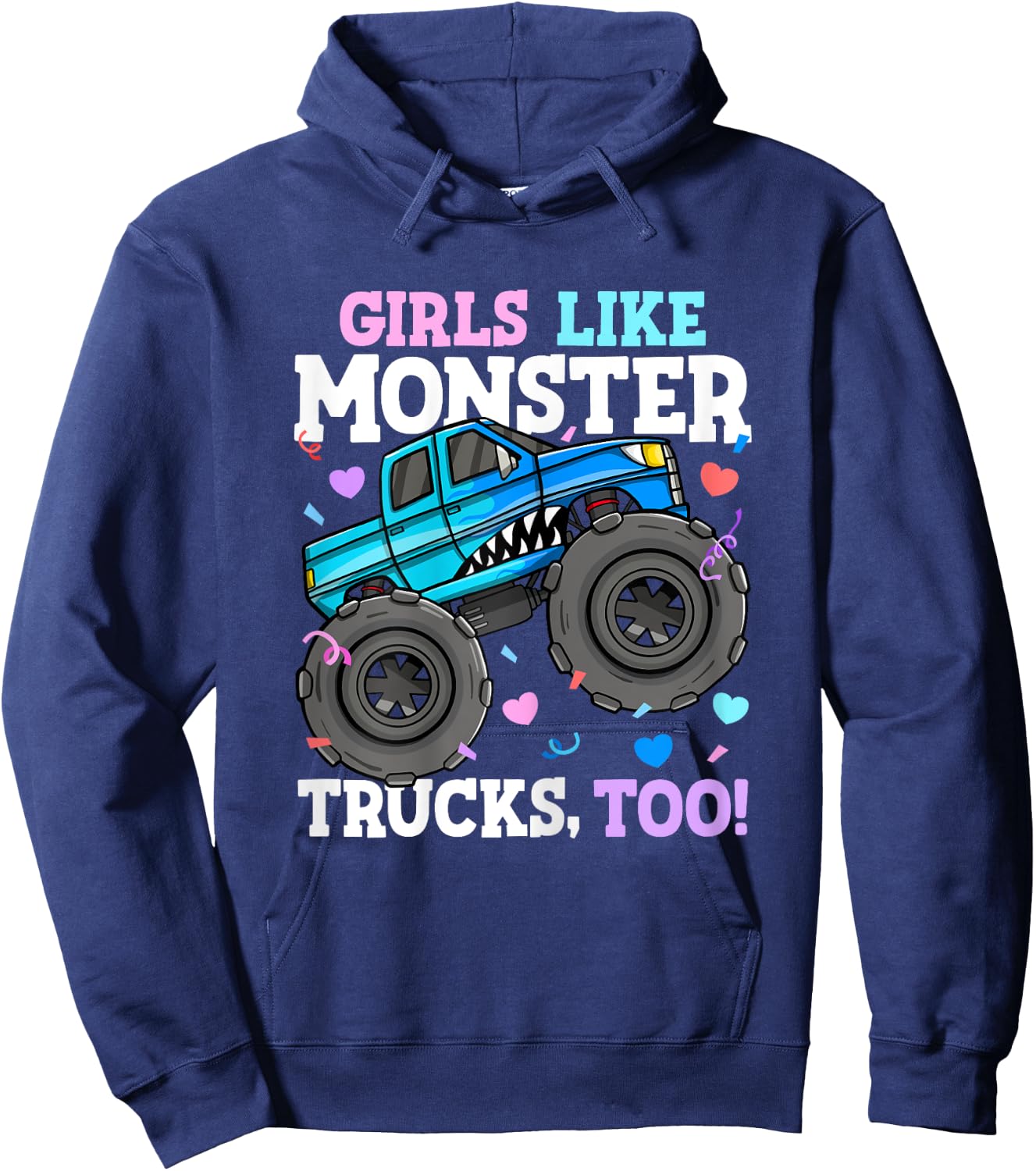 Shark Monster Truck Girls Like Monster Trucks Too Kids Hoodie - Hoodie | Navy