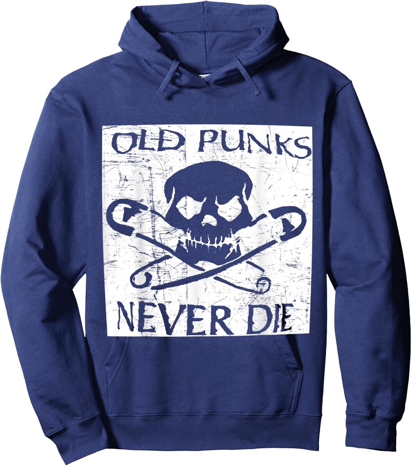Punk Rock Fans Old Punks Never Die Vintage Distressed Music Hoodie - Hoodie | Navy