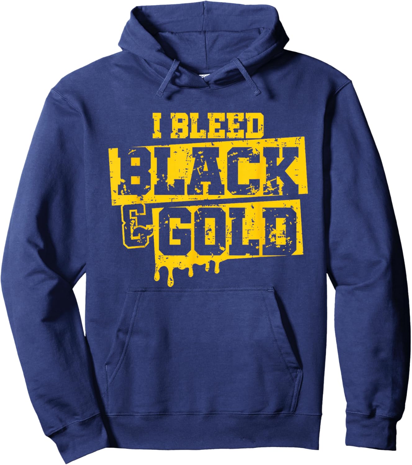 I Bleed Black & Gold Game Day Group School Football Sports Hoodie - Hoodie | Navy