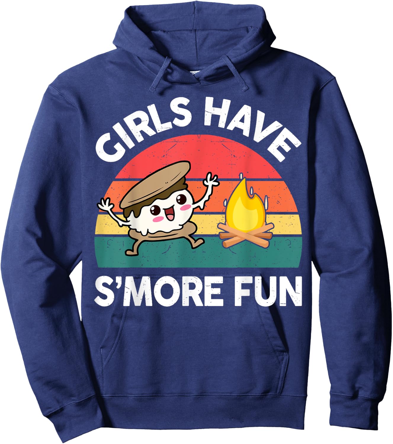 Funny Camping Girl Have Smore Fun Kids Women Happy Camper Hoodie - Hoodie | Navy