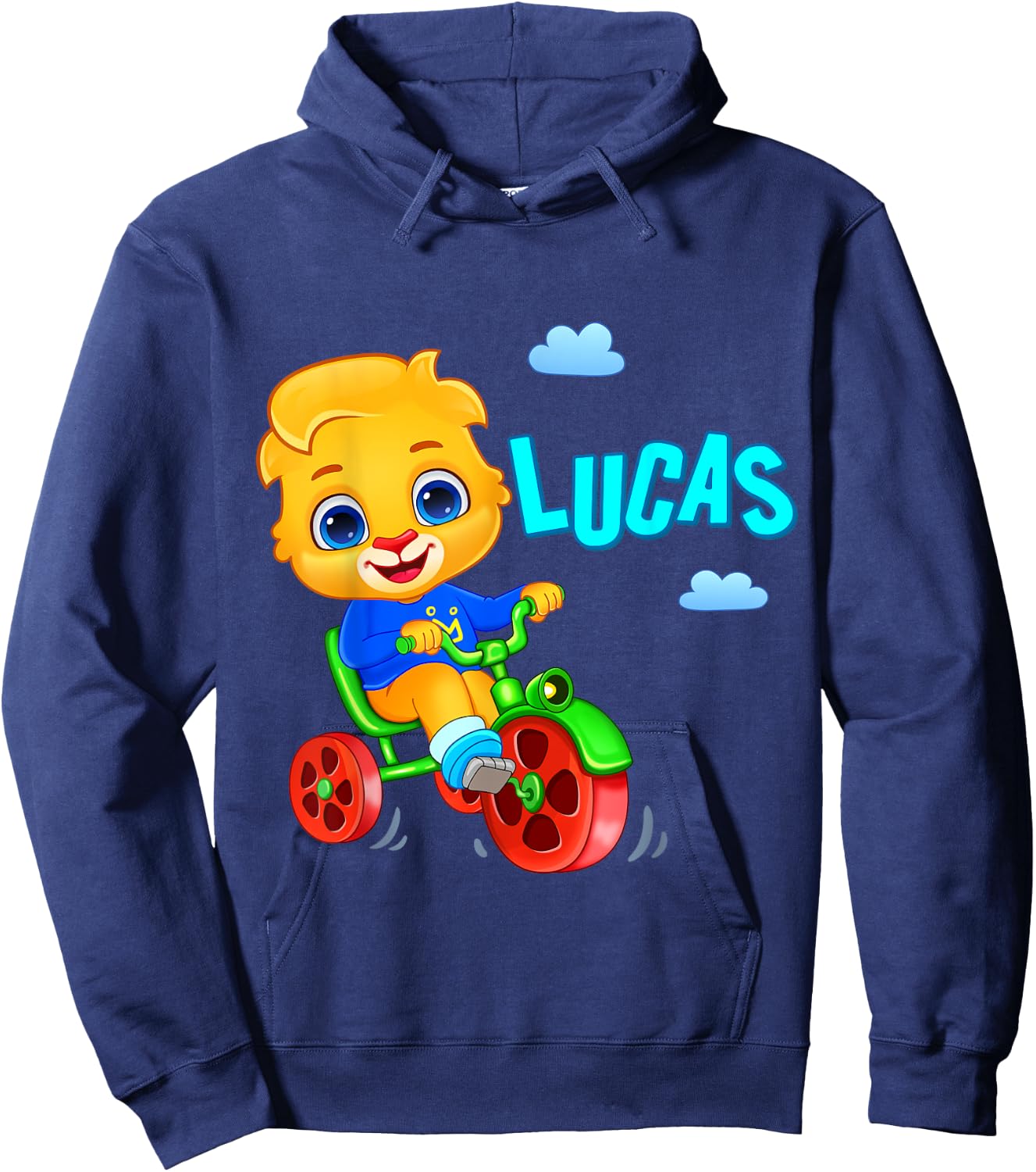 Lucas Loves Cycling | Lucas The Lion Official RV AppStudios Small Hoodie - Hoodie | Navy
