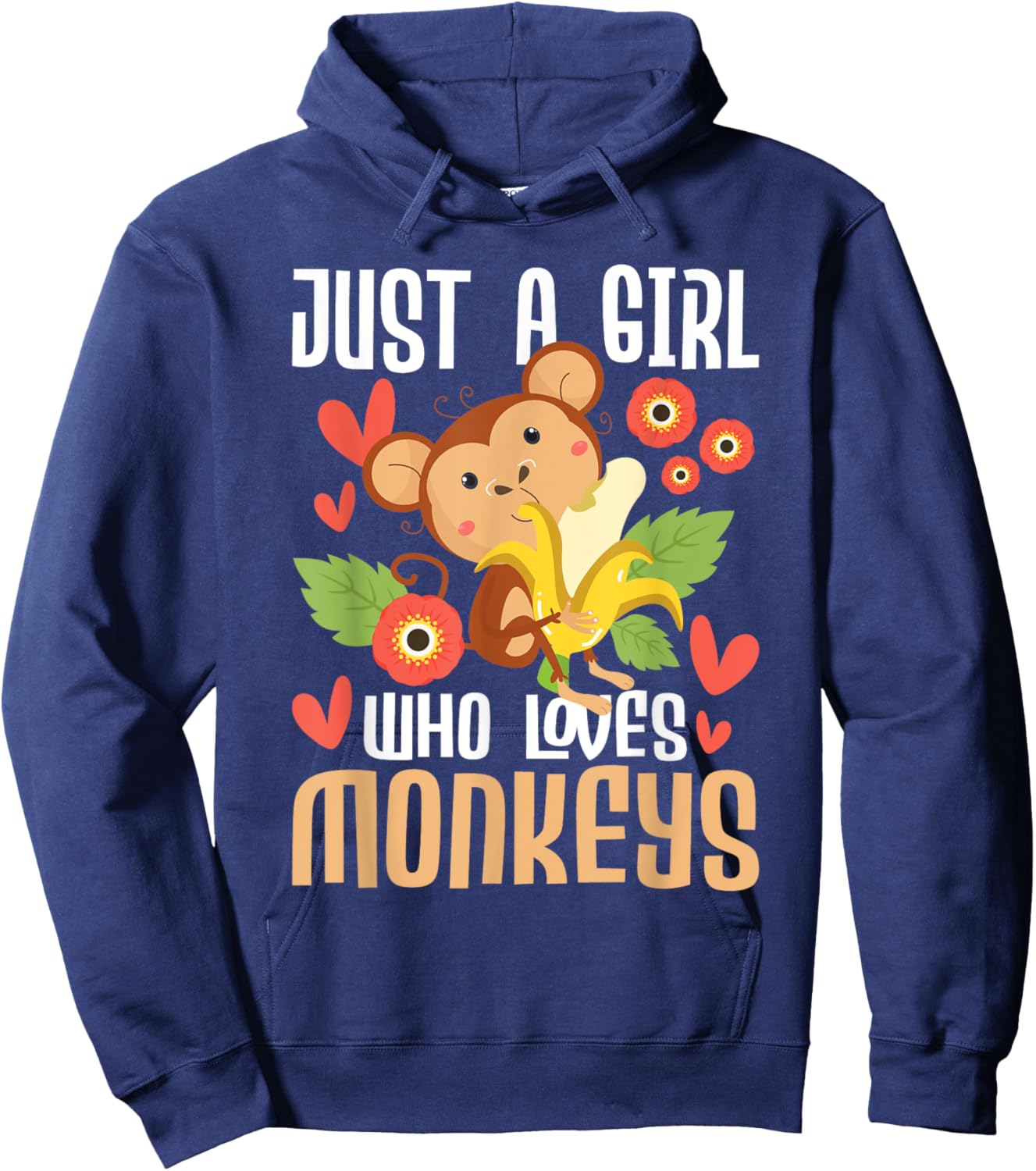 Just A Girl Who Loves Monkeys - Safari Monkey Primate Lover Hoodie - Hoodie | Navy