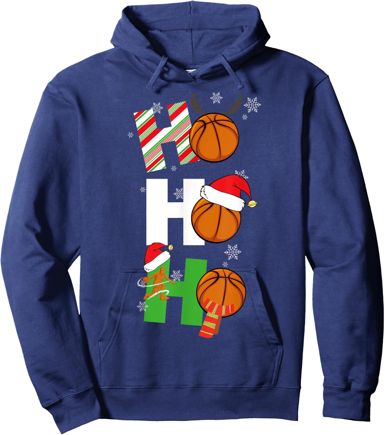 Funny Christmas Basketball Pajamas Player Matching Coach Men Hoodie - Hoodie | Navy