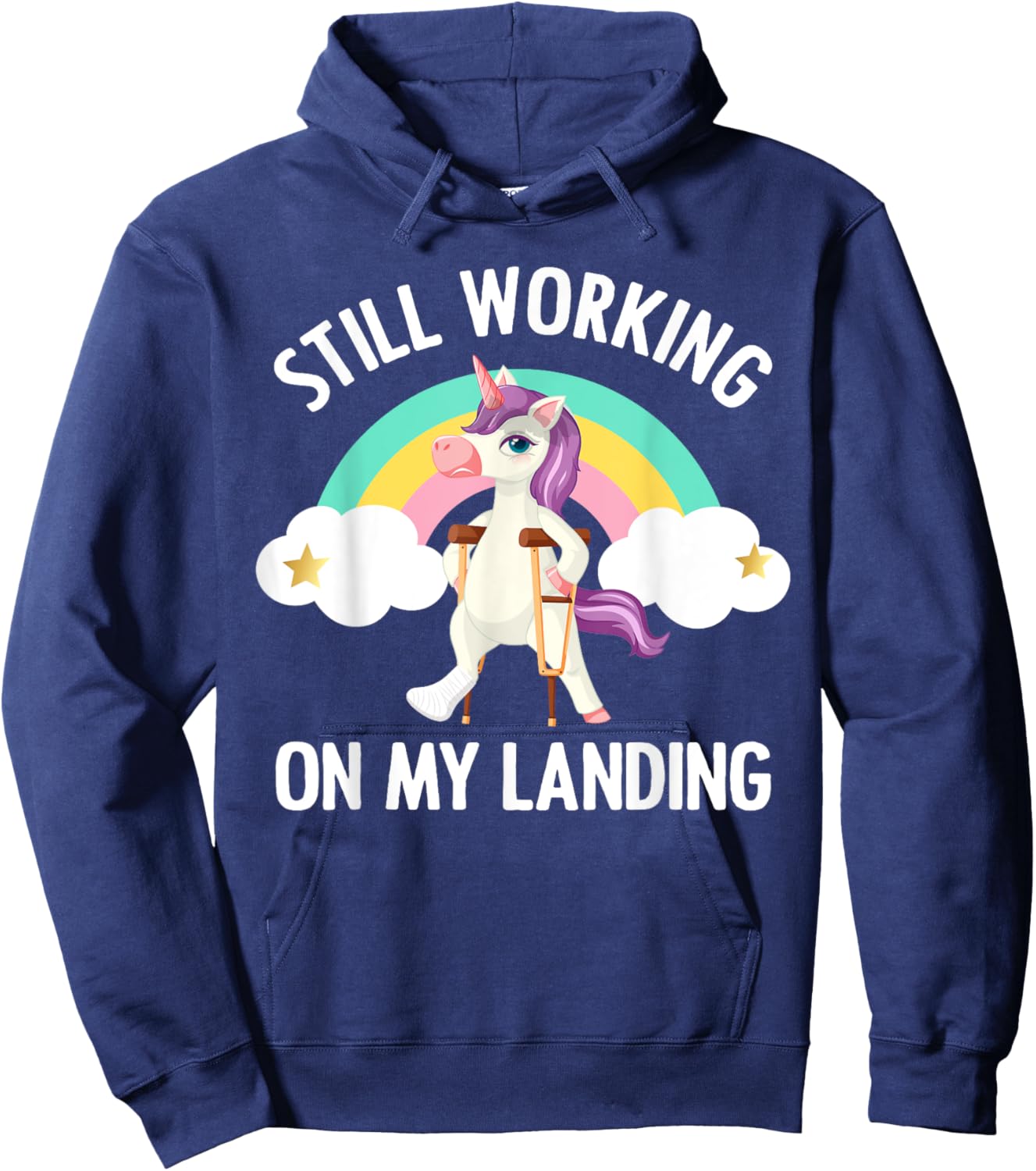 Funny Unicorn Broken Leg Art For Kids Toddlers Injured Foot Hoodie - Hoodie | Navy