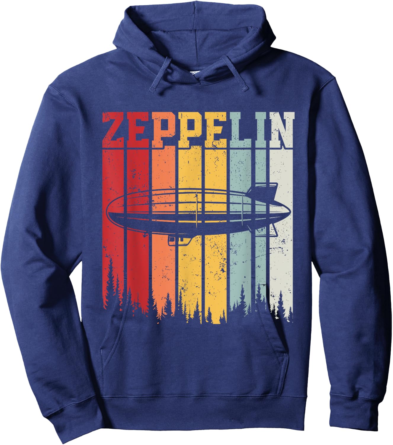 Retro Zeppelin 70s 80s Dirigible Airship Zepelin Zepplin Hoodie - Hoodie | Navy
