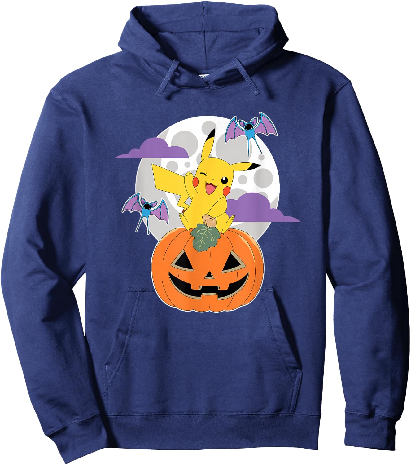Pokémon - Halloween Pumpkin Pikachu Zubats Moon Hoodie - Hoodie | Navy