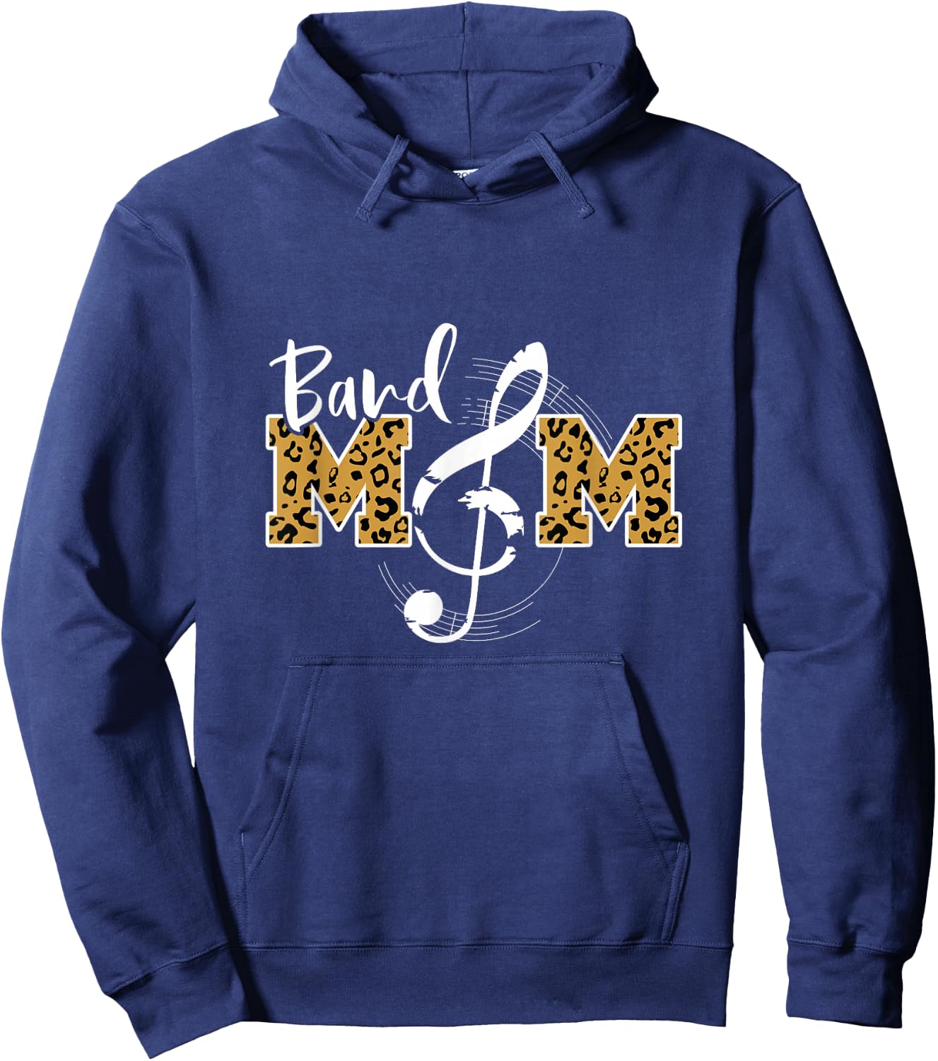 Band Mom Leopard Print Musical Marching Band Mother's Day Hoodie - Hoodie | Navy