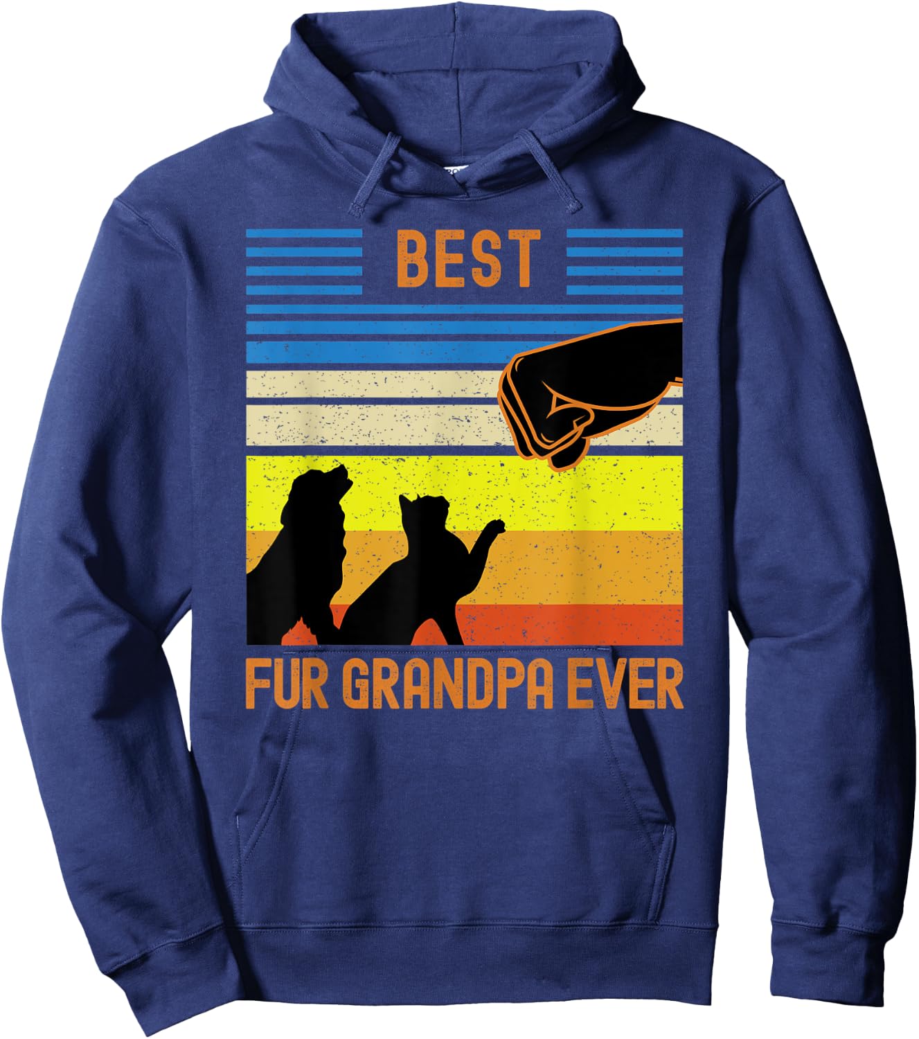 Best Fur Grandpa Ever Funny Vintage Retro Dog and Cat Owner Hoodie - Hoodie | Navy