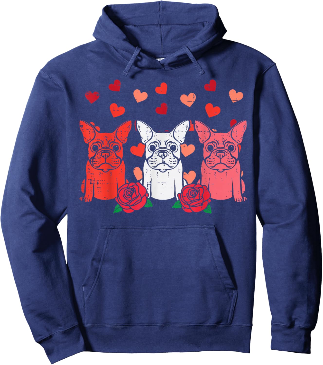 Valentines Day French Bulldogs Frenchie Dog Men Women Kids Hoodie - Hoodie | Navy