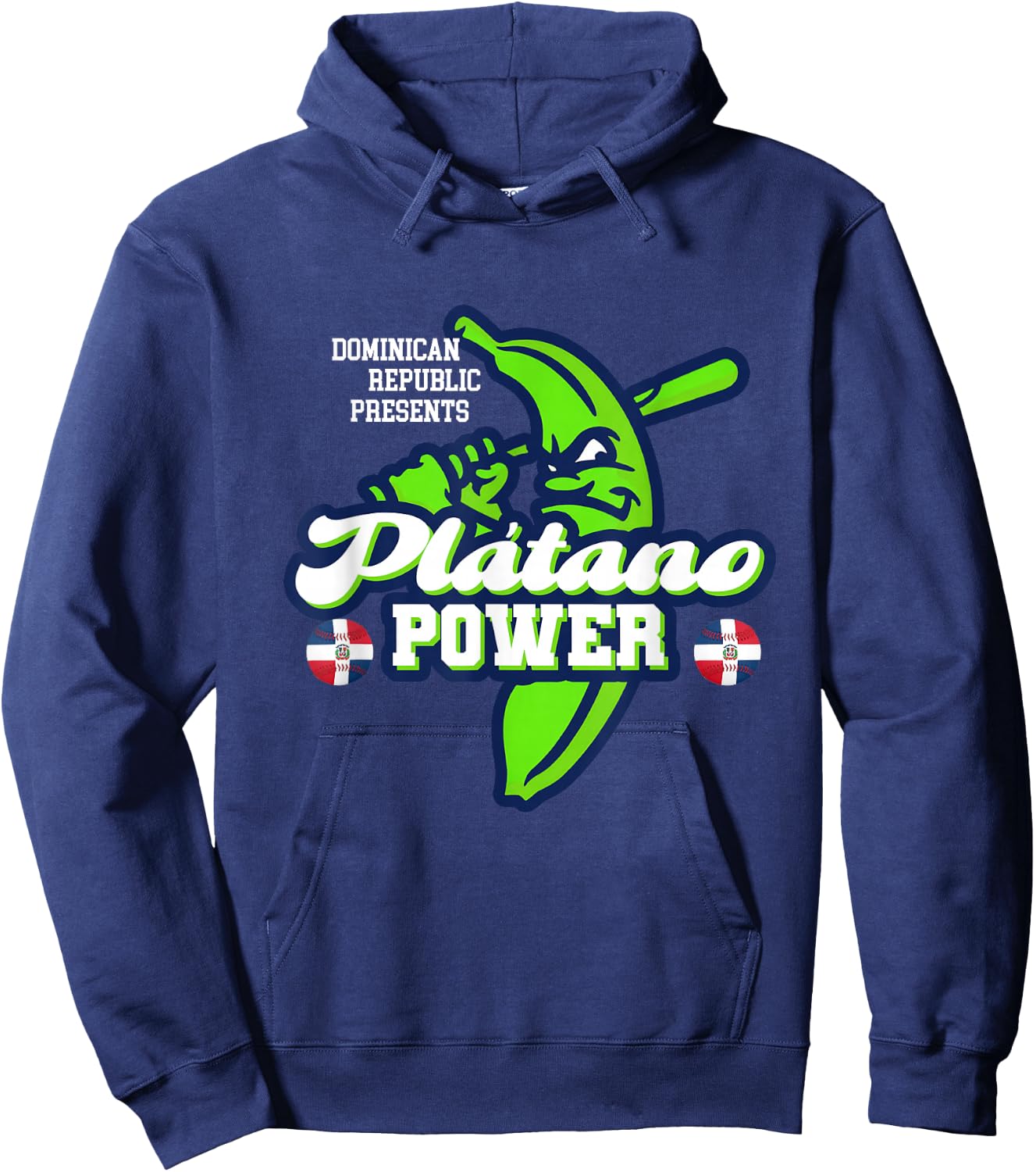 Dominican Republic Platano Power Baseball DR Flag Hoodie - Hoodie | Navy