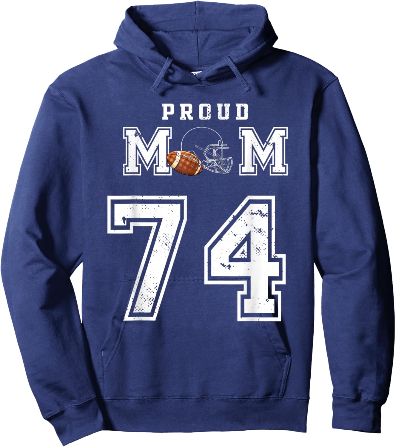 Custom Proud Football Mom Number 74 Personalized Hoodie - Hoodie | Navy