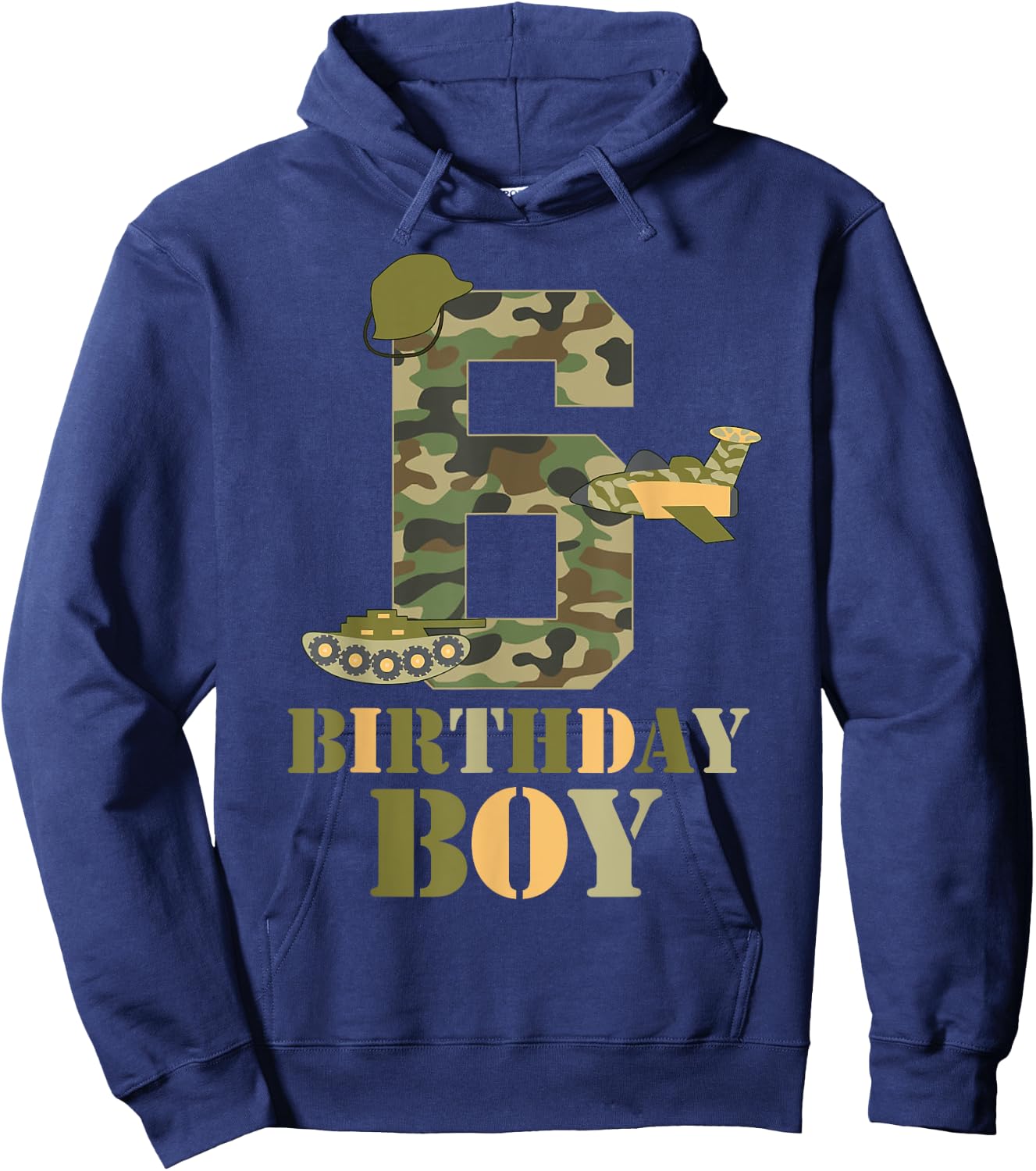 6th Birthday Military Themed Camo Boys 6 Years Old Soldier Hoodie - Hoodie | Navy