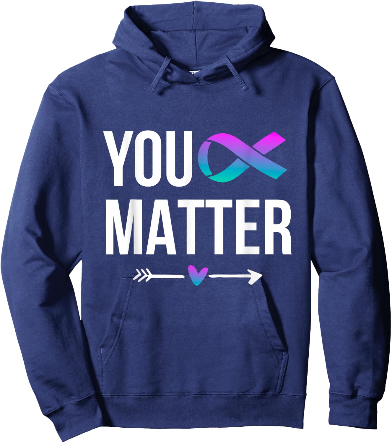 You Matter Suicide Prevention Teal Purple Awareness Ribbon Hoodie - Hoodie | Navy
