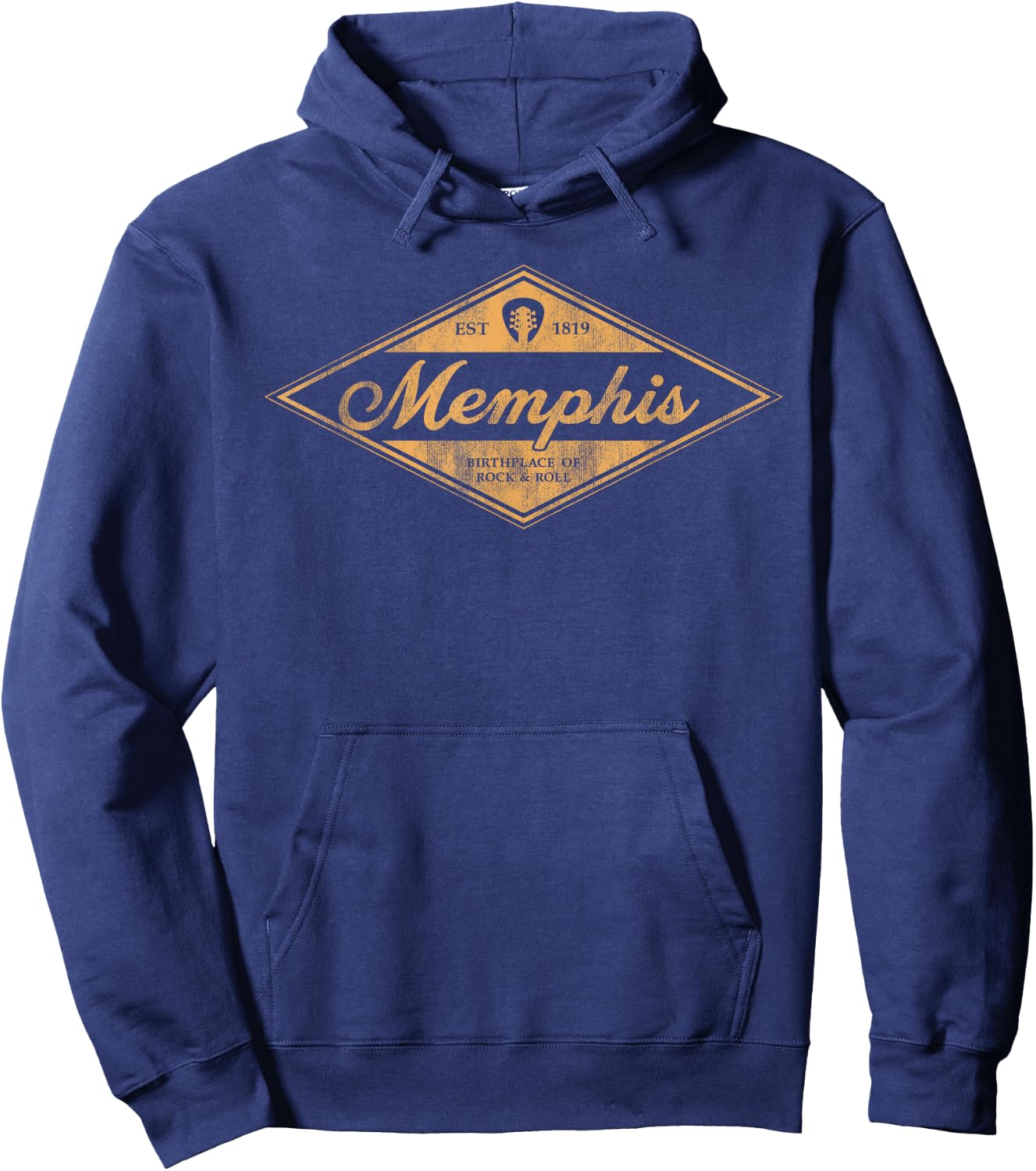 Retro Memphis Tennessee Guitar Rock Music Souvenir Graphic Hoodie - Hoodie | Navy