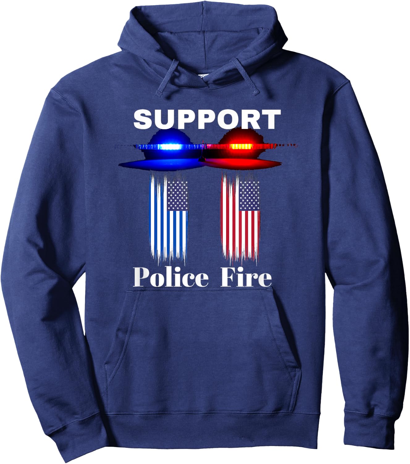 Support Our Police & Fire Departments - 1st responders Hoodie - Hoodie | Navy