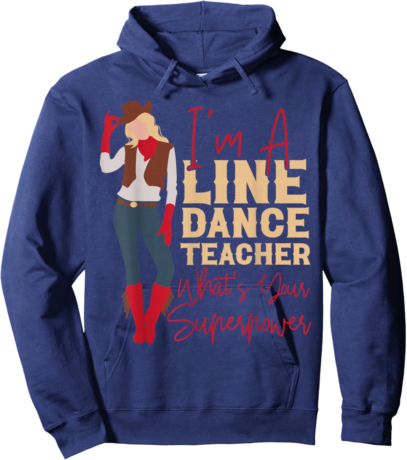 Country Line Dance Dancer HS0 -Adults White Small Hoodie - Hoodie | Navy