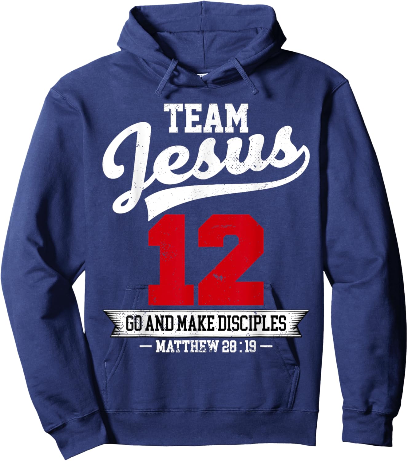 Jesus and Baseball Team Jesus Christian Matthew 28:19 Verse Hoodie - Hoodie | Navy