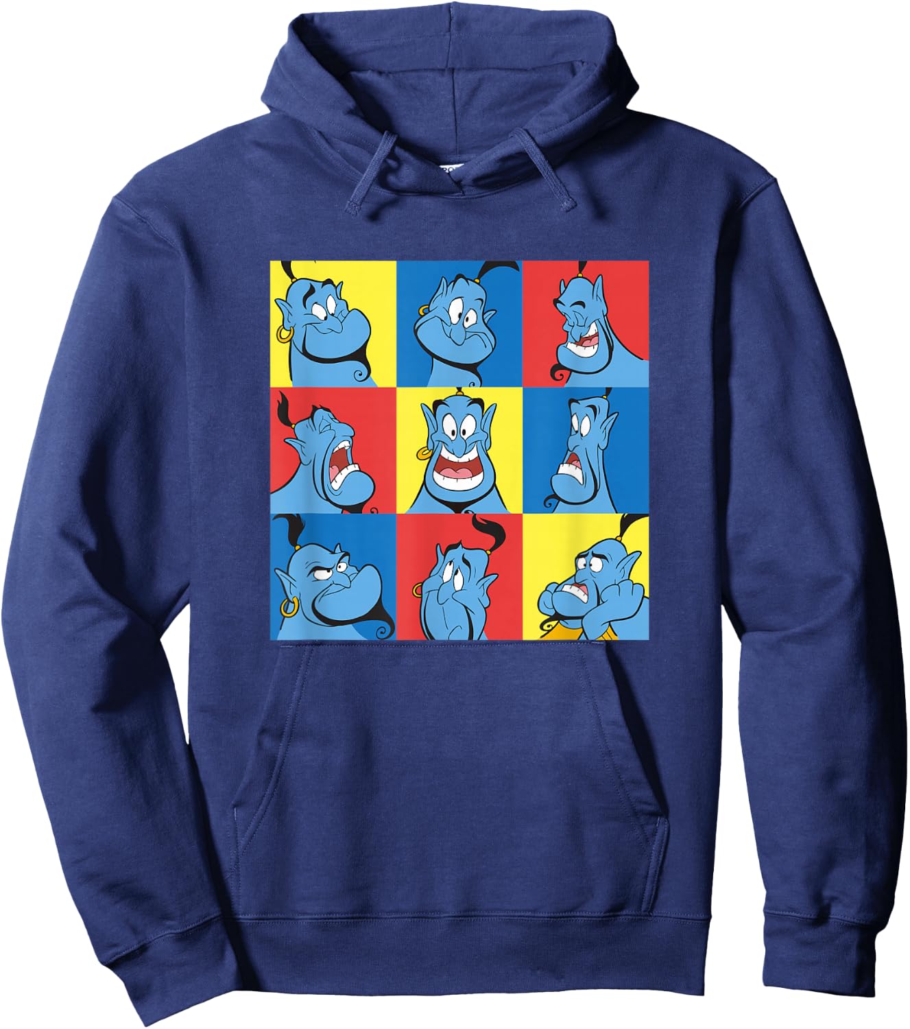 Disney Aladdin Genie Many Emotions Panel Big Chest Portrait Hoodie - Hoodie | Navy
