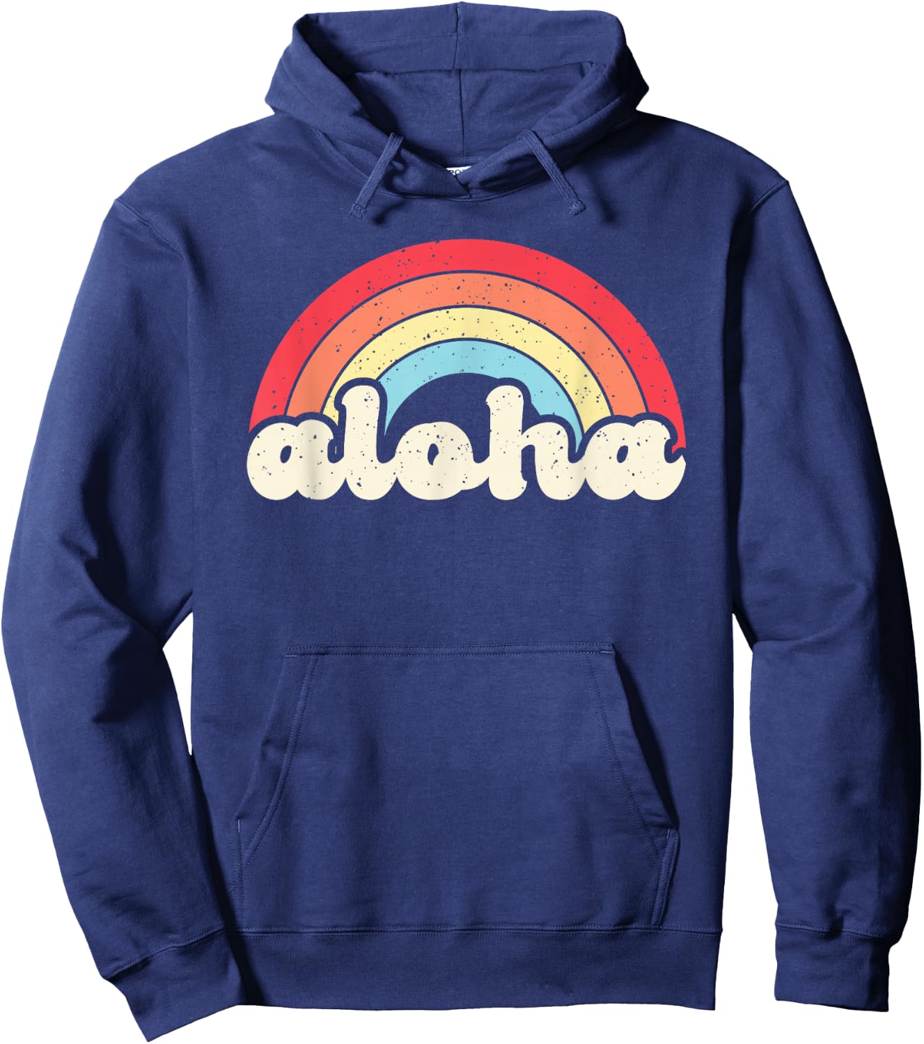 Retro Vintage Aloha Rainbow Hawaii Hawaiian Island Tropical Hoodie - Hoodie | Navy