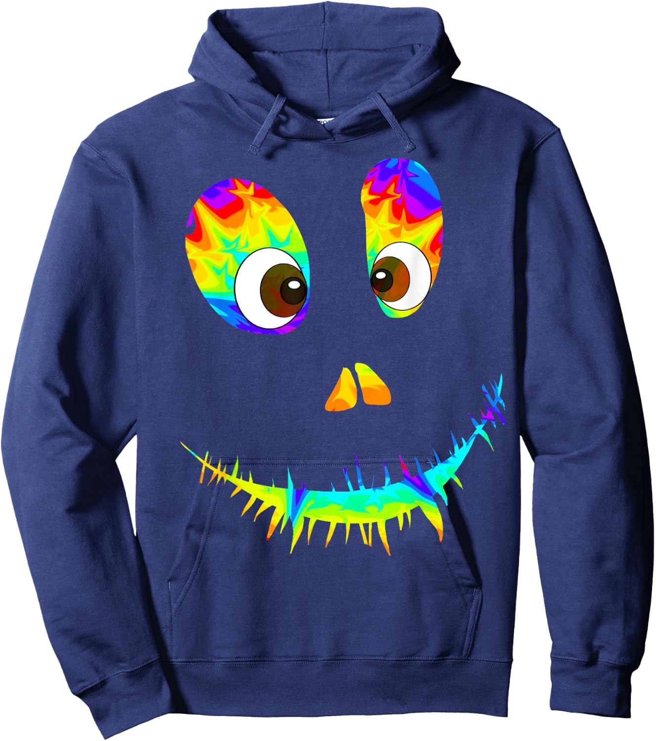 Funny Rainbow Monster Face Tie Dye Halloween Costume Hoodie - Hoodie | Navy