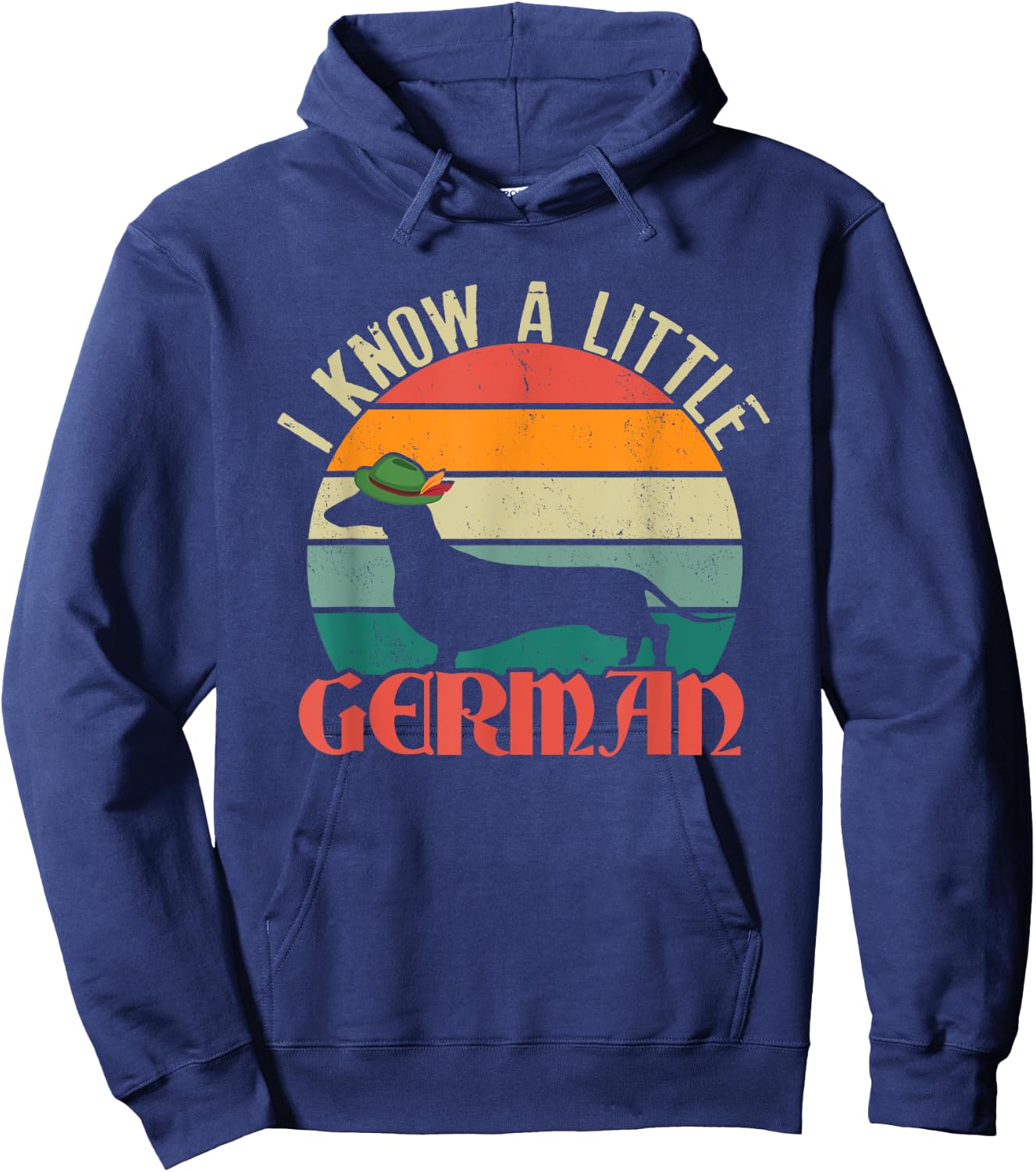 Funny I Know A Little German | Retro Dachshund | Dog Owner Hoodie - Hoodie | Navy