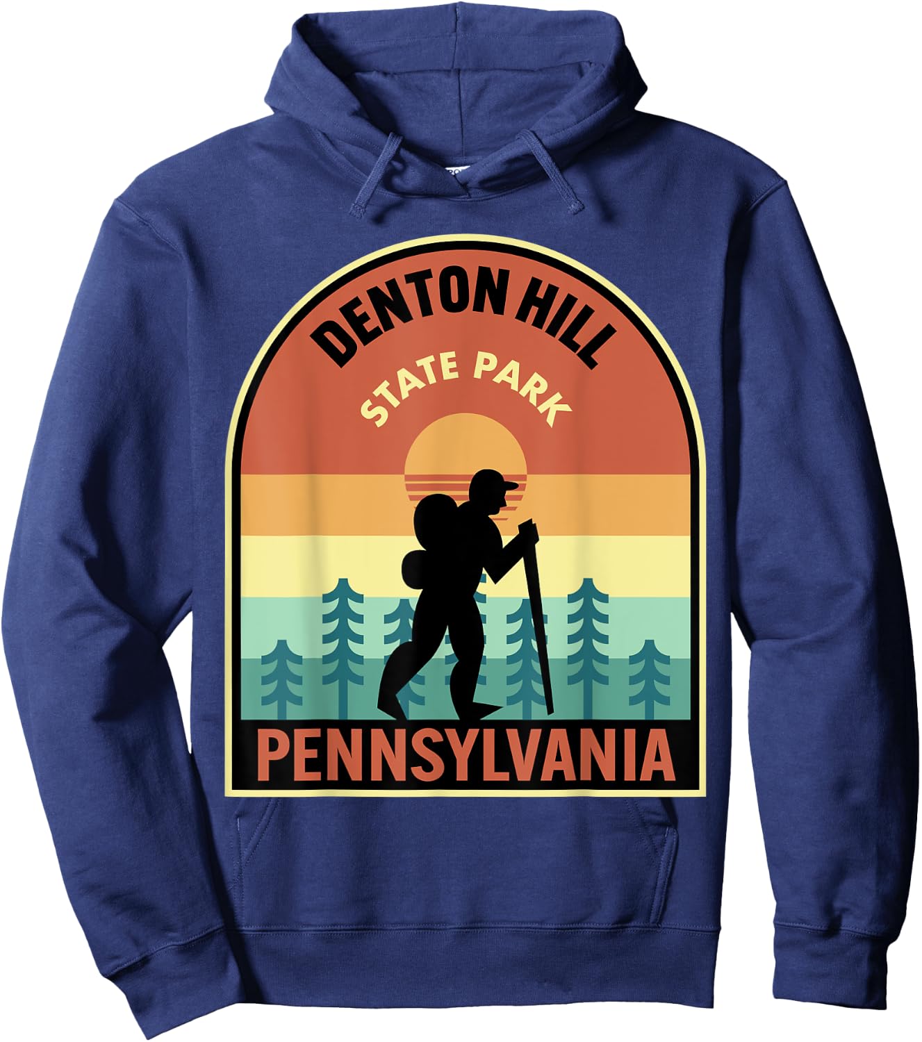 Denton Hill State Park Pennsylvania Retro Hiking Hoodie - Hoodie | Navy