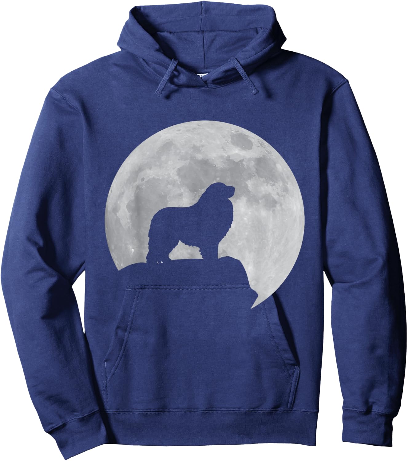 Moon And Dog Silhouette - Patou Great Pyrenees Women Hoodie - Hoodie | Navy