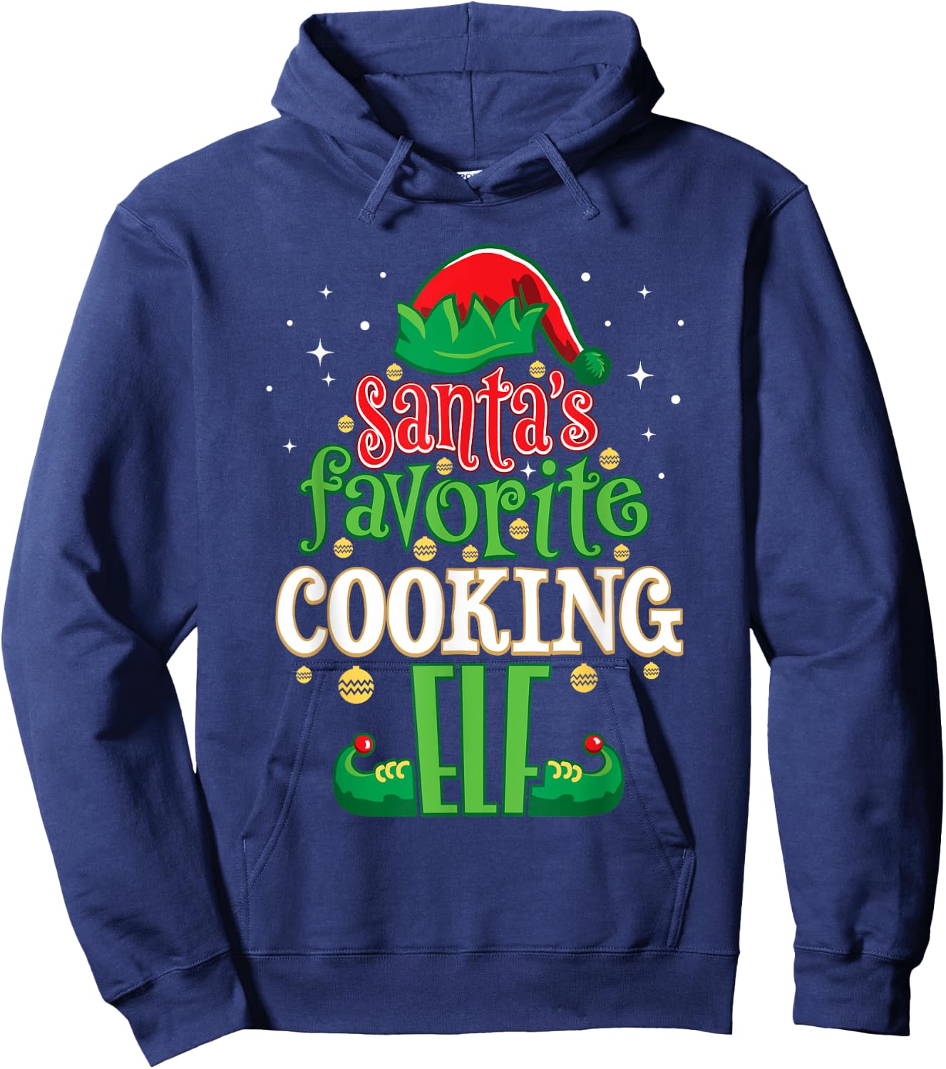 Santa's Favorite Cooking Elf Christmas Matching Cooks Hoodie - Hoodie | Navy