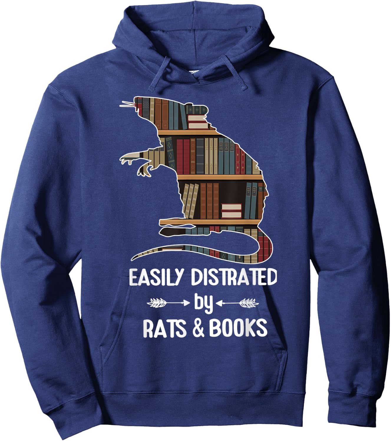 easily distracted by Rats and Books nerds Bookwarms Rodents Hoodie - Hoodie | Navy
