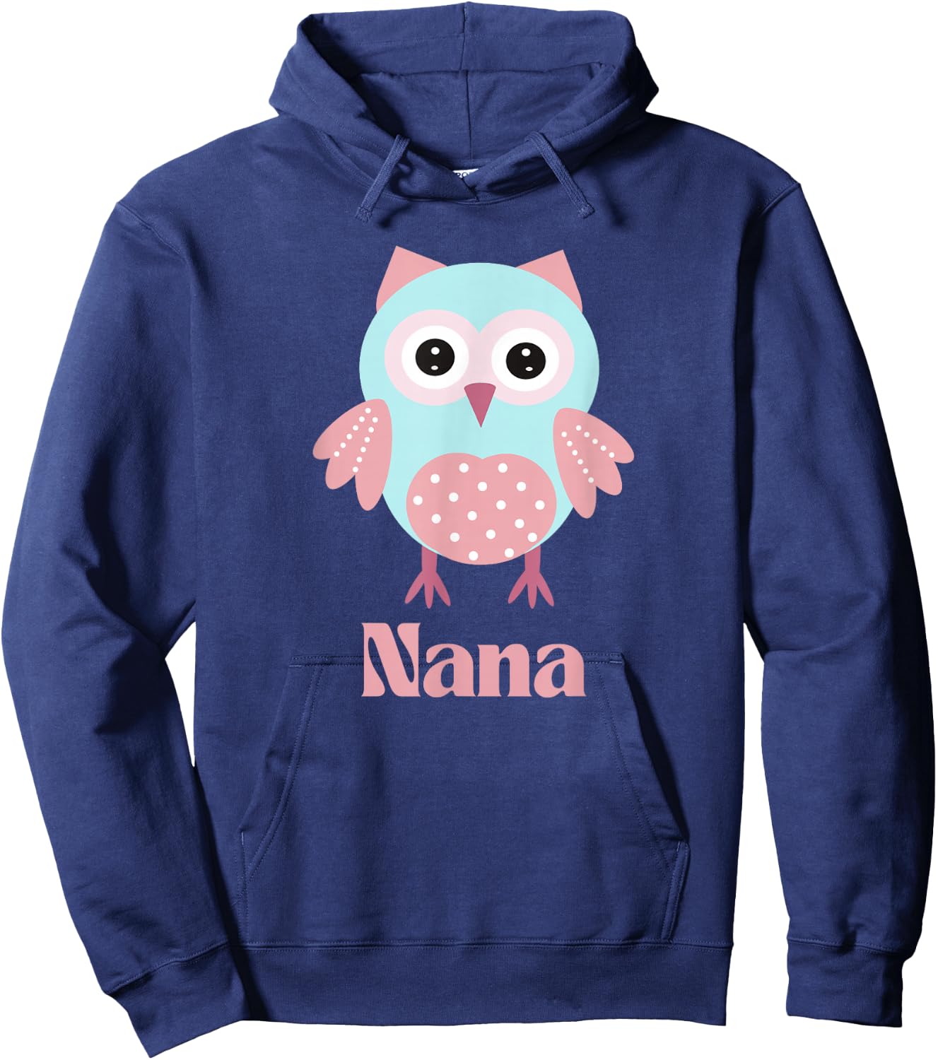 Owl Nana Grandma Cute Animal Pink and Blue Hoodie - Hoodie | Navy