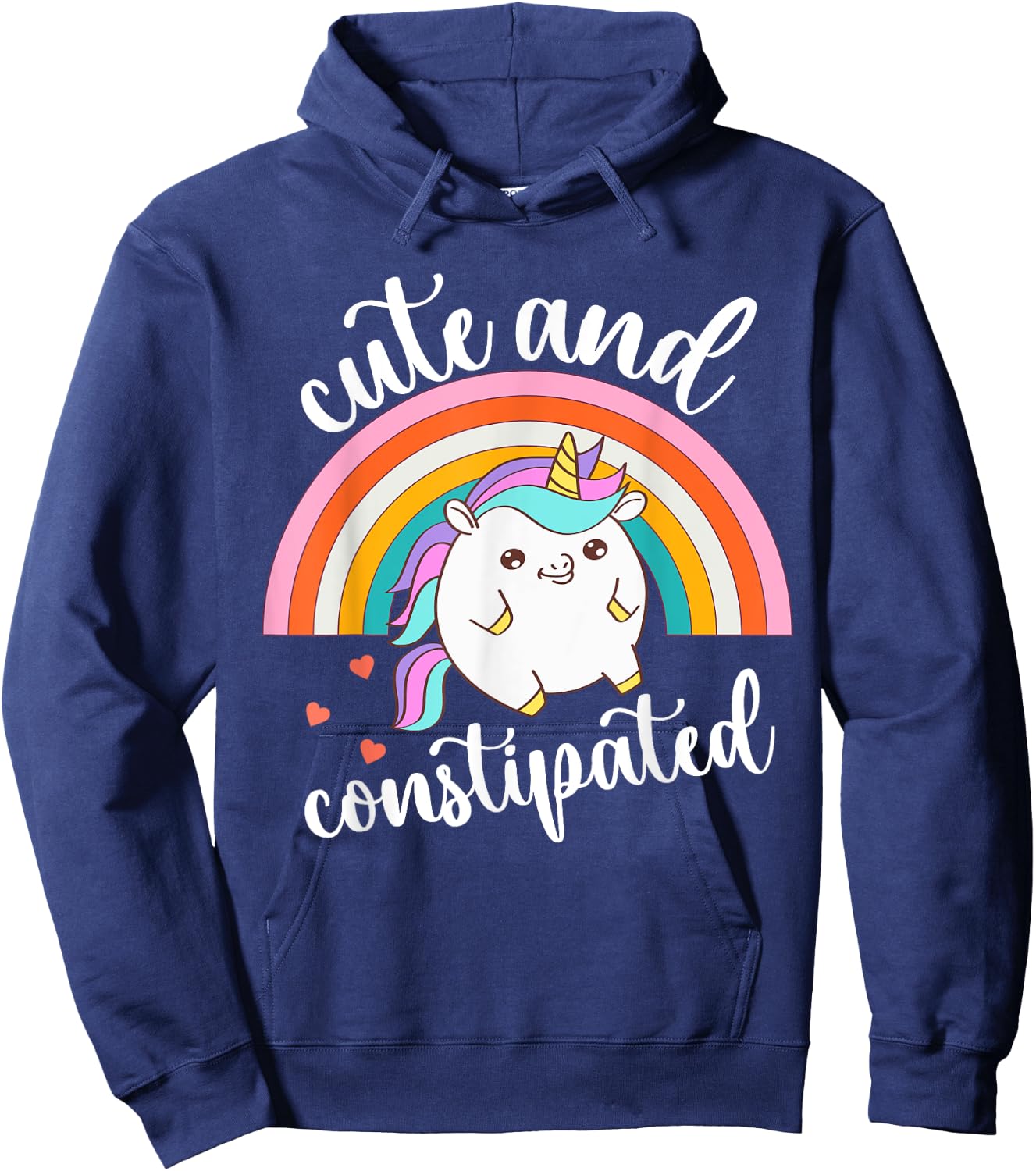 Funny Constipation IBS-C Tummy Ache Cute Constipated Unicorn Hoodie - Hoodie | Navy