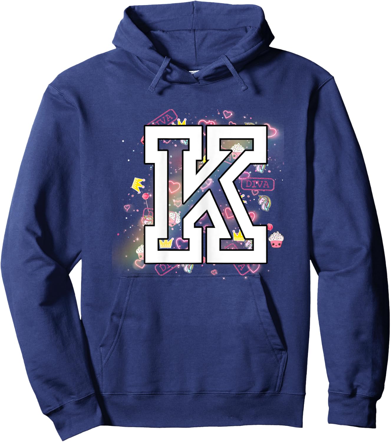 Kids Letter K Clothing For a Girl Who's Name Starts With K Hoodie - Hoodie | Navy