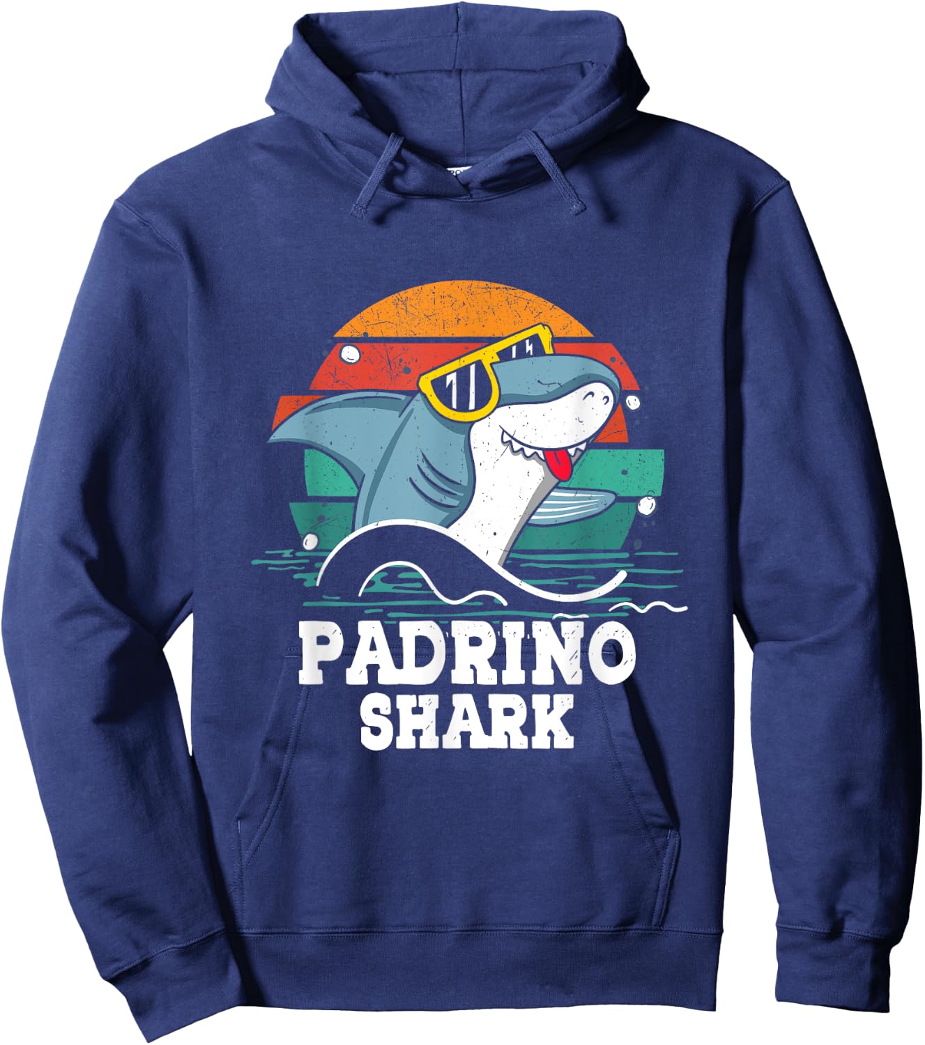 Grandpa Daddy Padrino Shark Spanish God-father Vintage Jaws Hoodie - Hoodie | Navy
