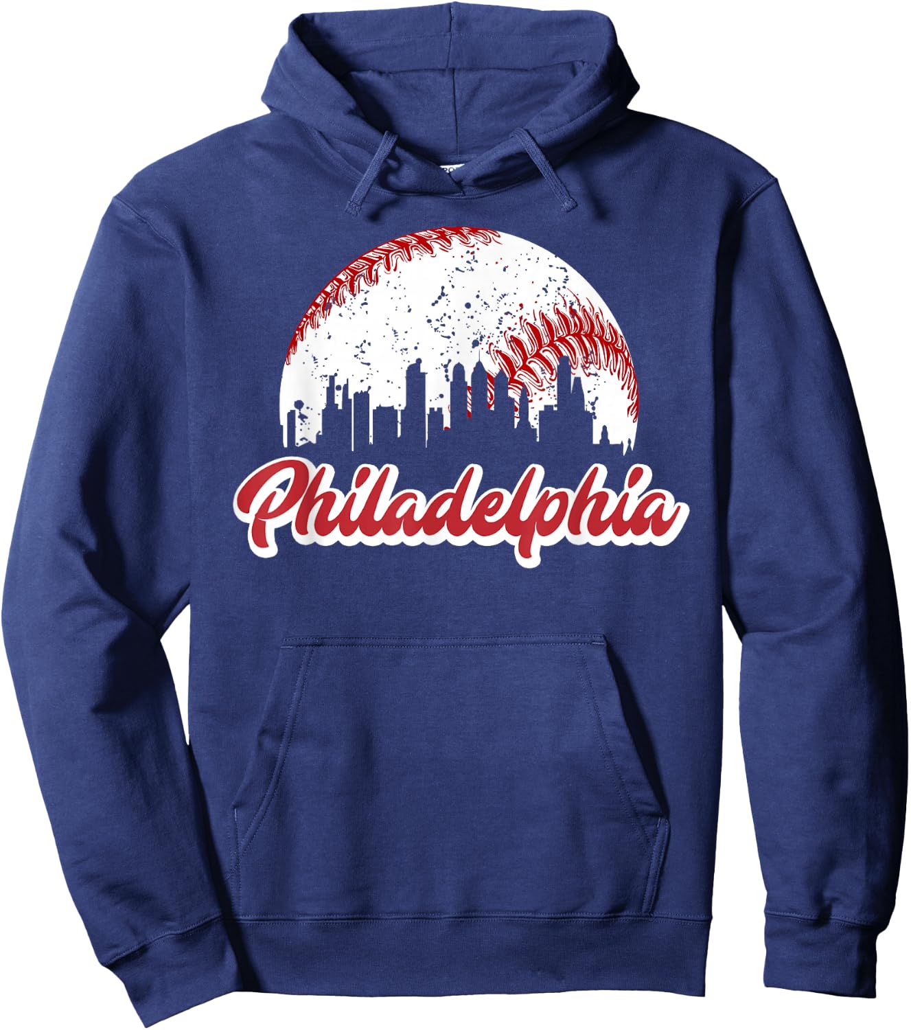 Vintage Philadelphia Skyline Retro Philly Cityscape Hoodie - Hoodie | Navy